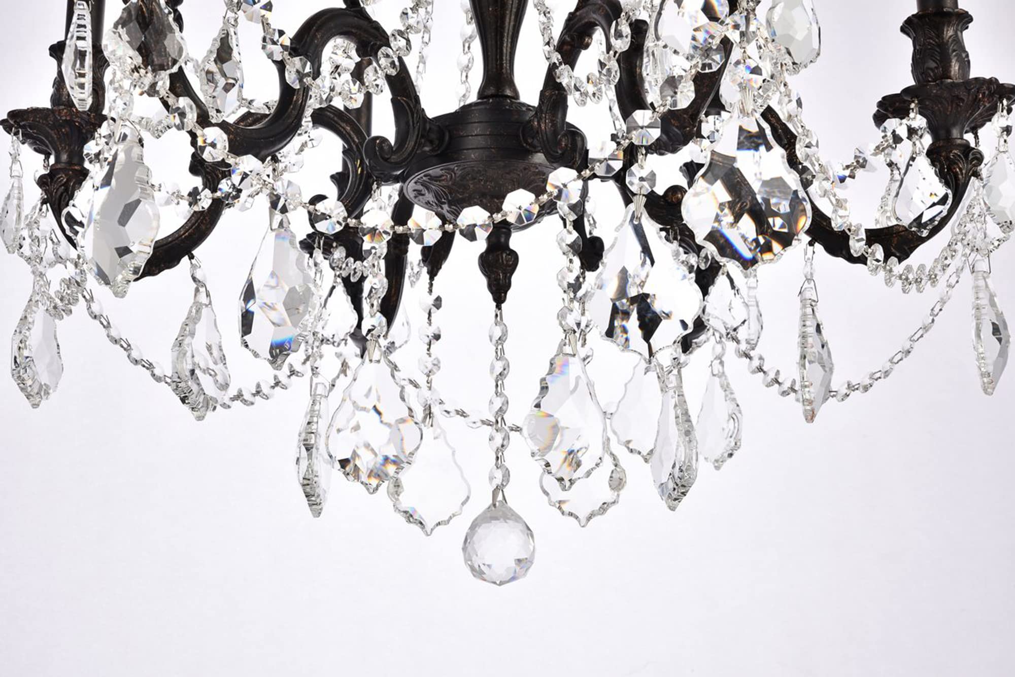 Elegant Lighting Rosalia 6-Light Hanging Fixture, Dark Bronze, Metal, 23inD x 26inH, Model 9206D23DB/RC, Royal Cut Crystals