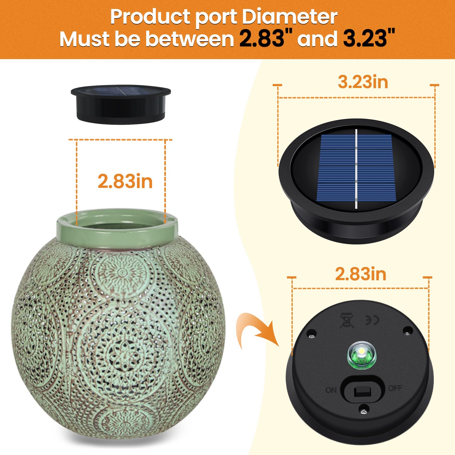 8 Pack Replacement Solar Light Parts(Top Size 3.2 Inches, Bottom Size 2.9 Inches),7 Lumens Warm White Led Waterproof Solar Light