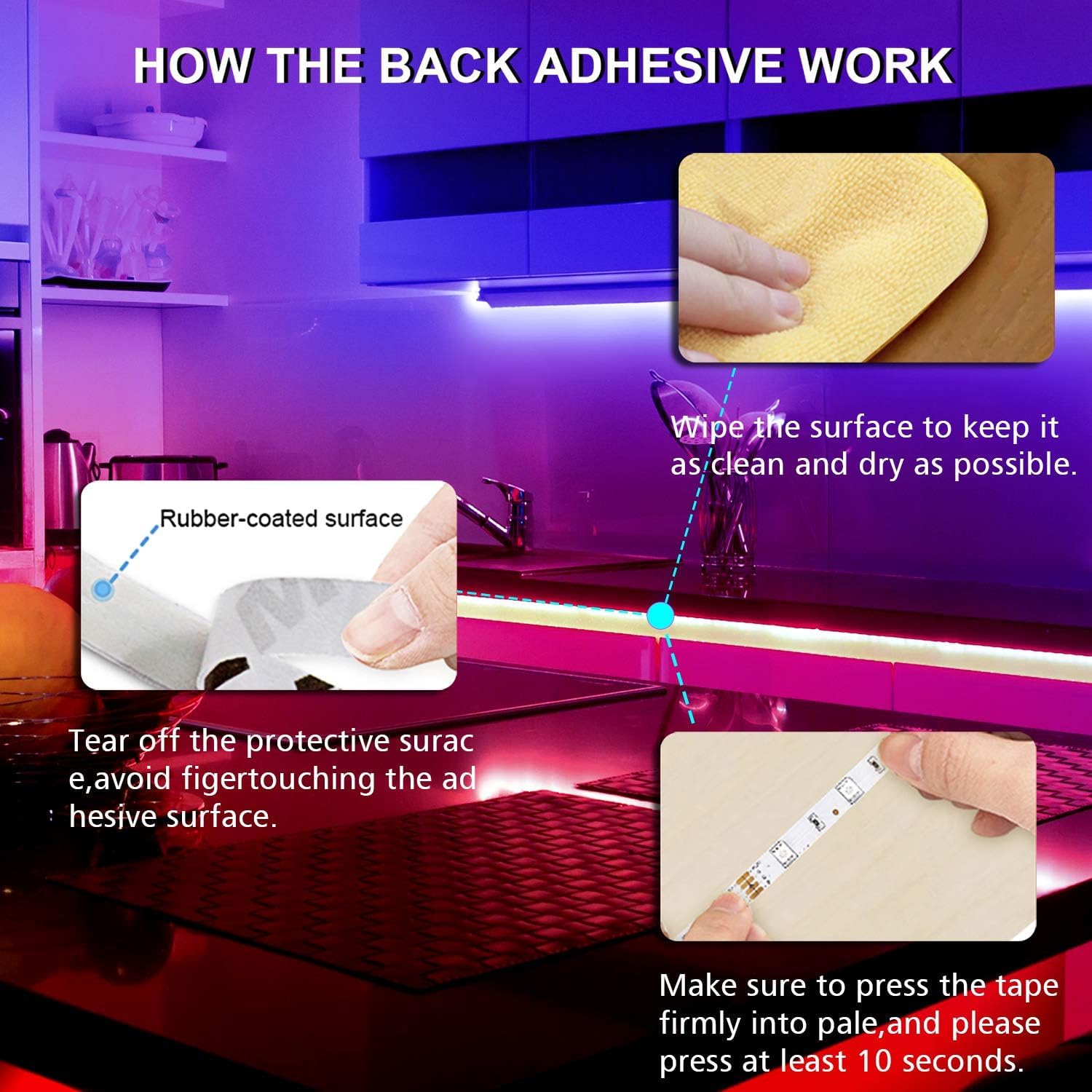 Dalattin Led Lights For Bedroom 130Ft Rgb Led Strip Lights Color Changing Kit With 44 Keys Remote Controller And 24V Power Suppl