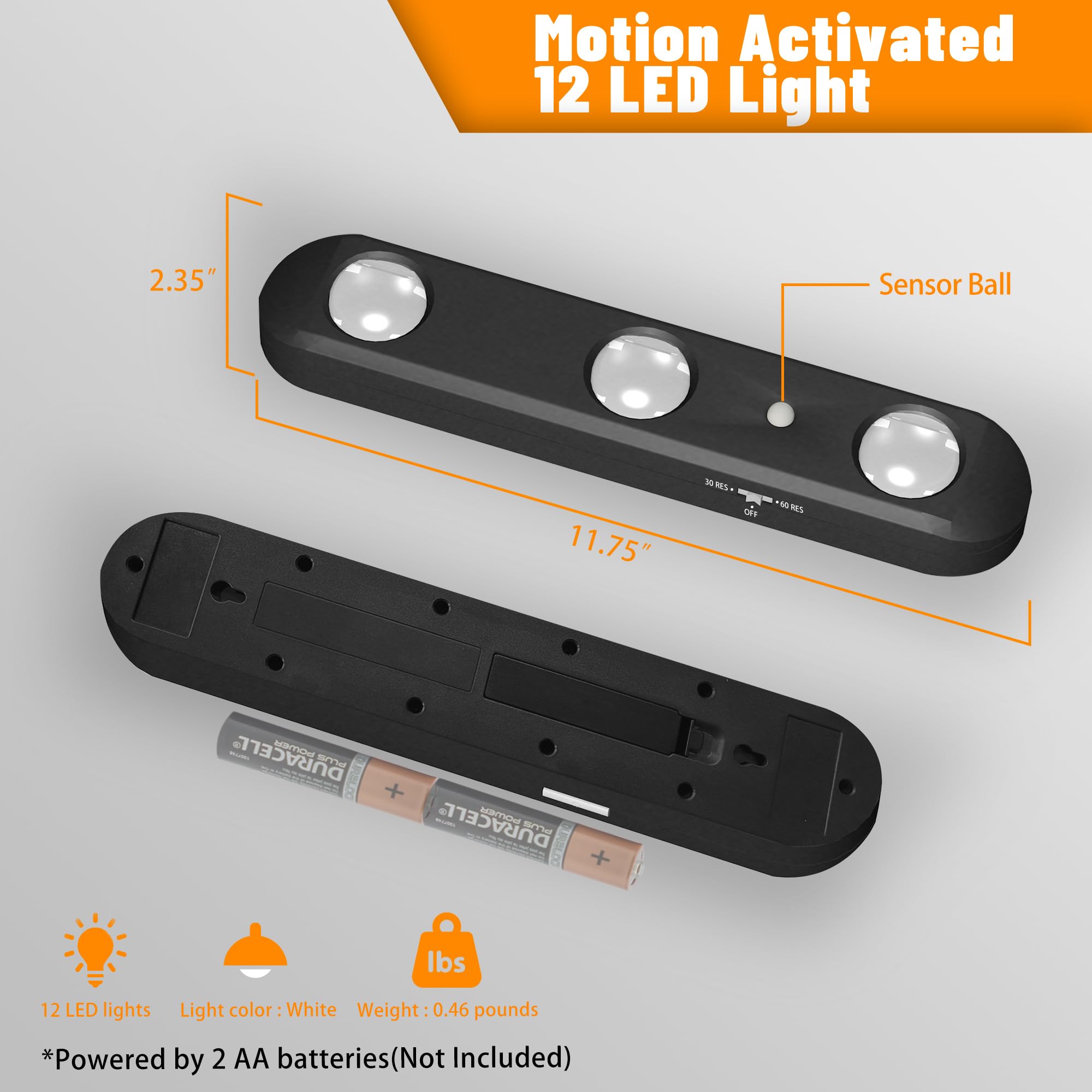 MIND&ACTION Gun Safe Lights - Motion Activated LED, Ultra Bright, Battery Powered, Black, 3 Pack, Model MA-LED1-3P