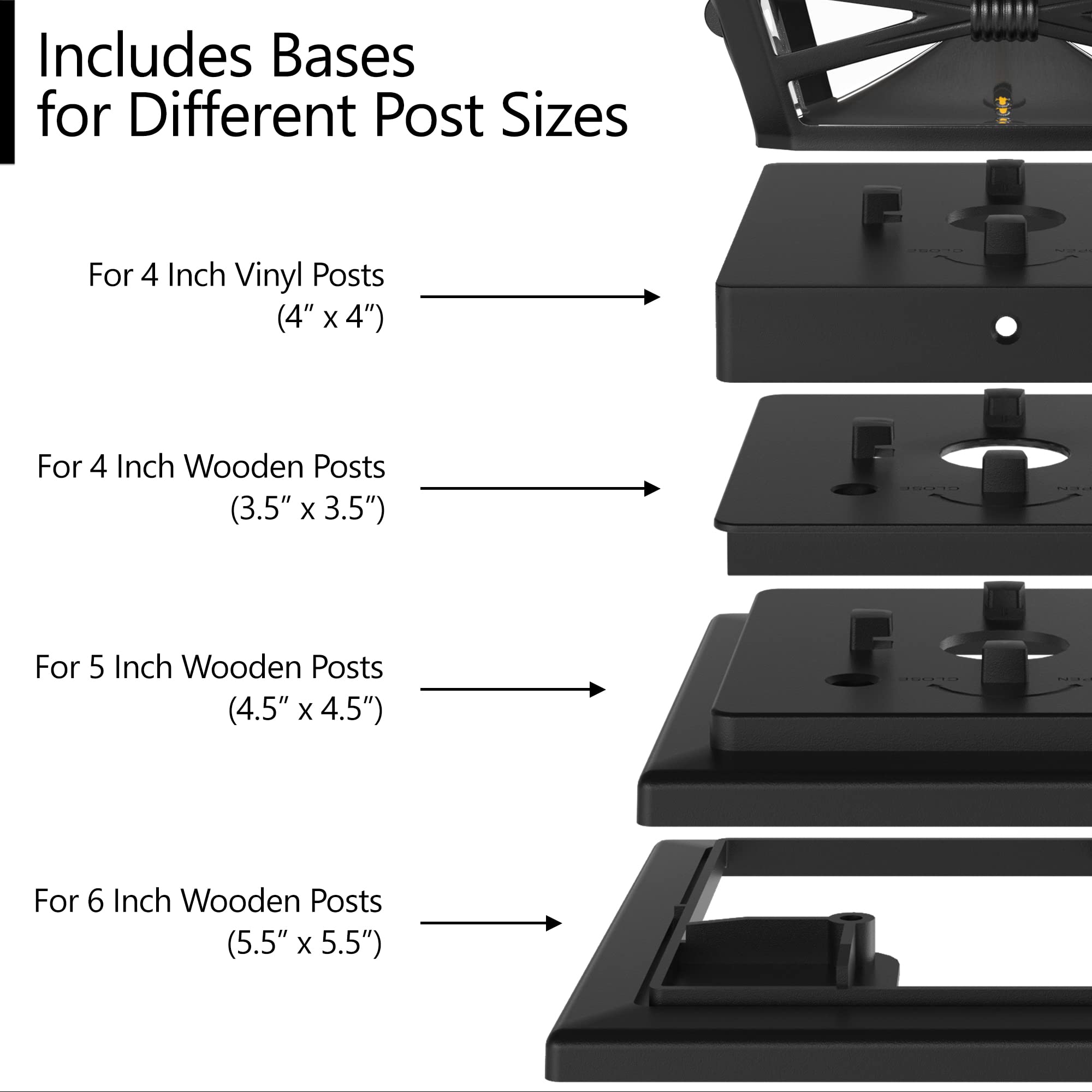 Davinci Lighting Renaissance Solar Post Cap Lights - Bright LED - Slate Black - Includes Bases for 4x4, 5x5, 6x6 Posts - 1 Pack