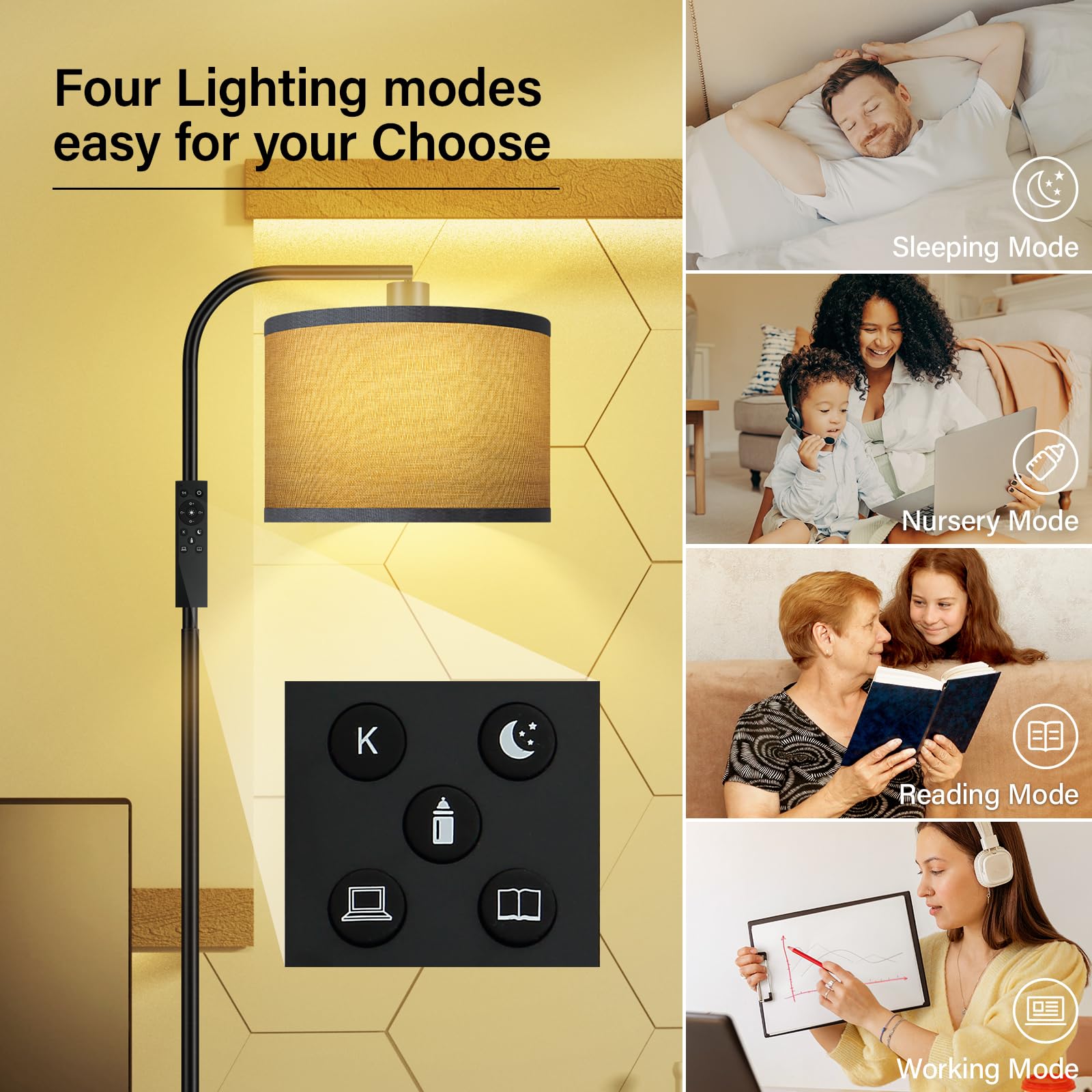 BoostArea Dimmable Floor Lamp, 67 in, Gray, Remote Control, Stepless Dimming, 2700K-6500K, Modern Design for Living Room, Model B1383