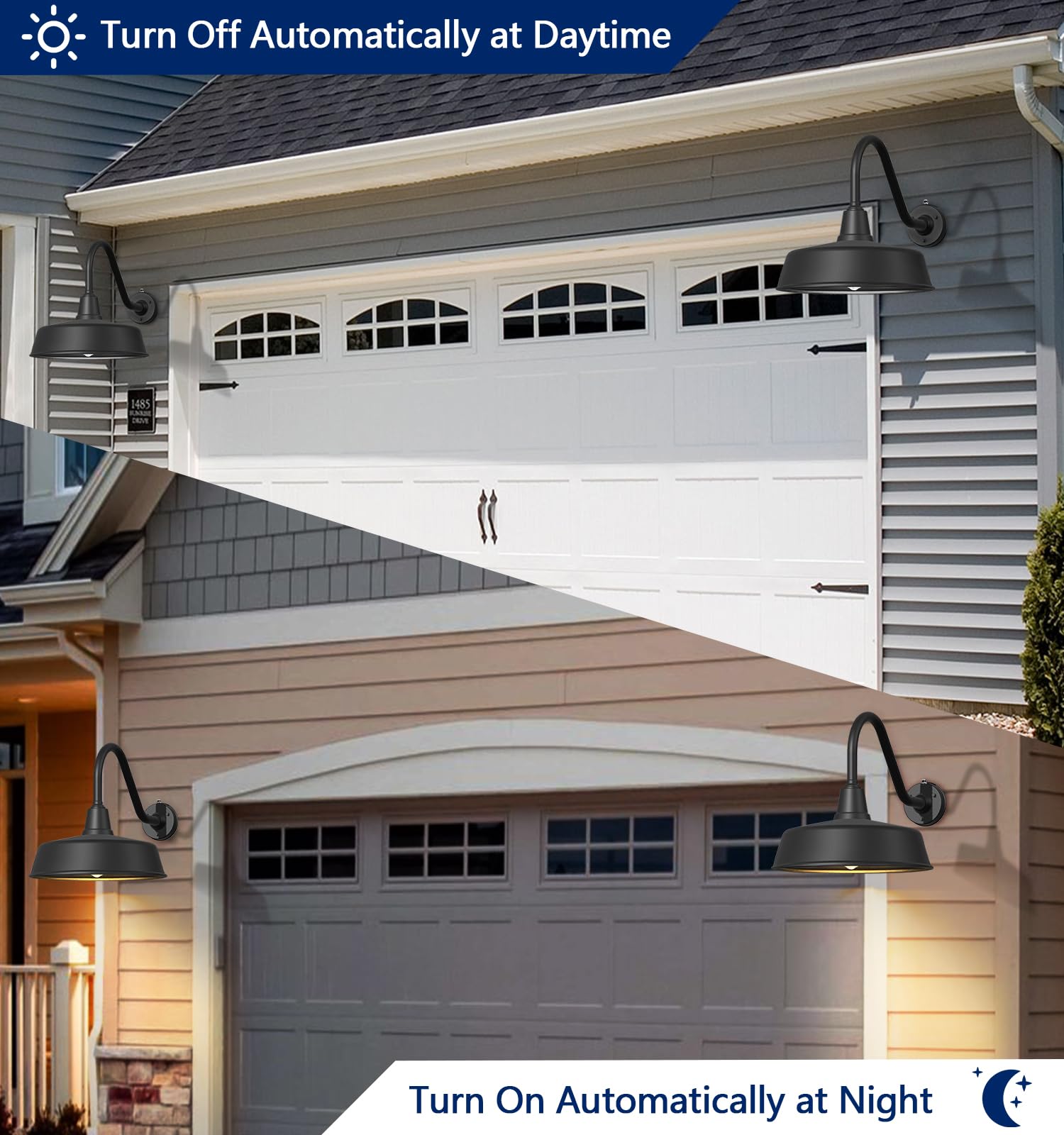 Ytzlvw 15&quot; Outdoor Gooseneck Barn Light, Waterproof Metal Dusk To Dawn Fixture, Black