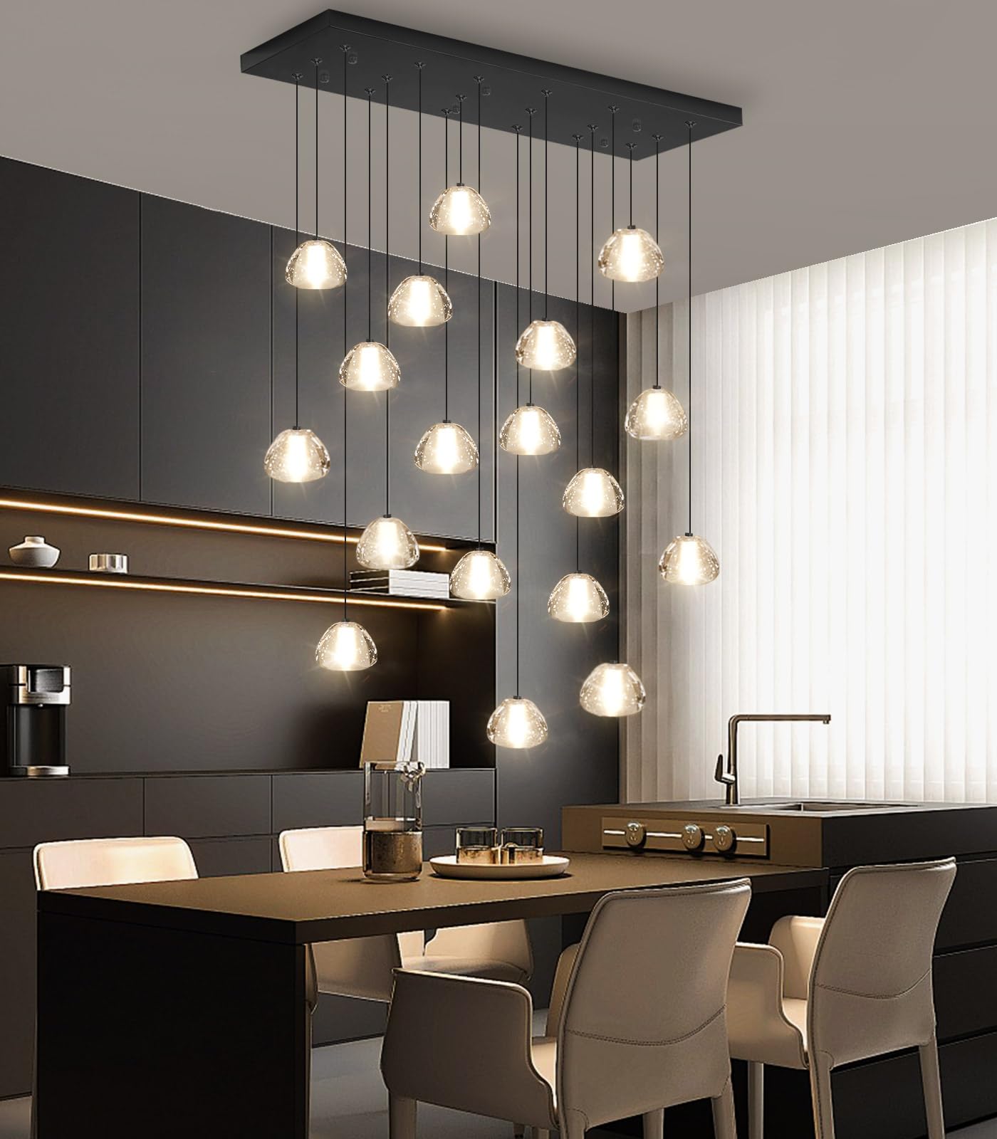 Dolria Crystal Rectangular Chandeliers For Living Room Dining Room Lig ...