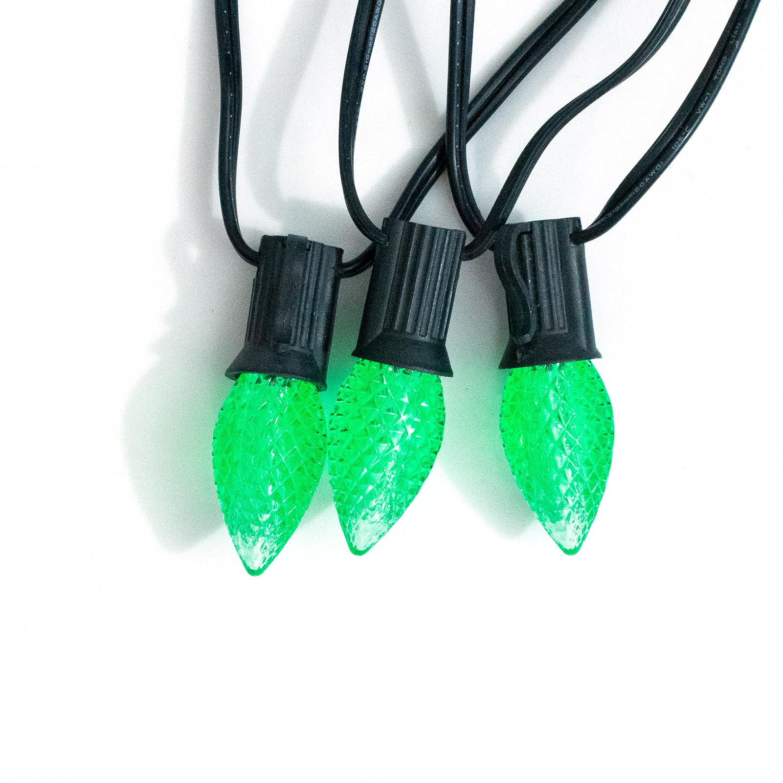 Meconard C7 LED Christmas Light Bulbs, Shatterproof, E12 Base, Green, 25 Pack, Commercial Grade