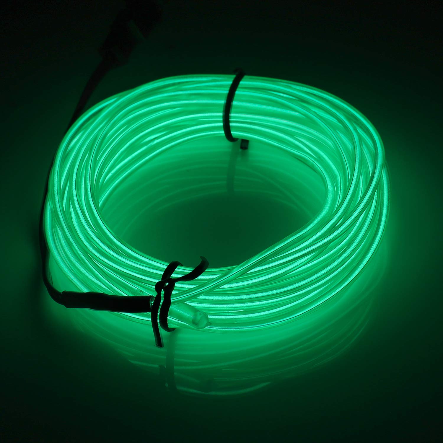 Jiguoor Usb Rechargeable El Wire 32.8Ft/10M (5Mx2) Bright Neon Light Strip 360° Illumination Neon Tube Rope Lights For Diy, Festival, Party Decoration, Halloween, Chrismas (32.8Ft/10M, Green)