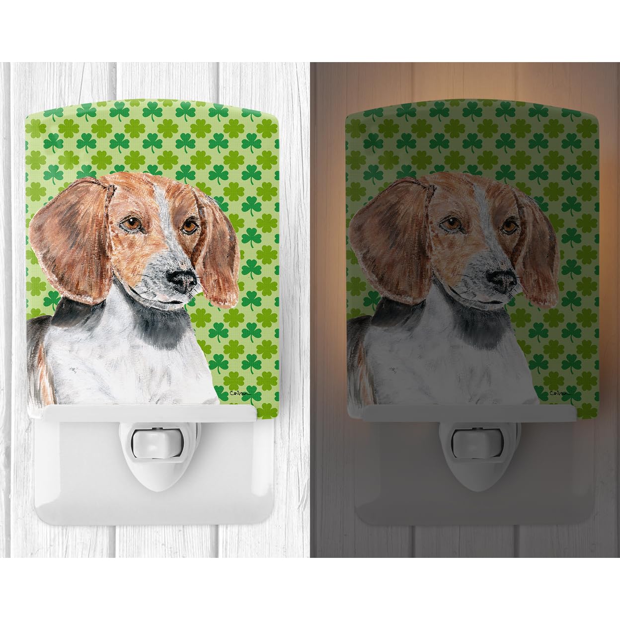 Carolines Treasures Ceramic Night Light, English Foxhound, 6x4x3in, UL-Certified, Multicolor, Model SC9579CNL