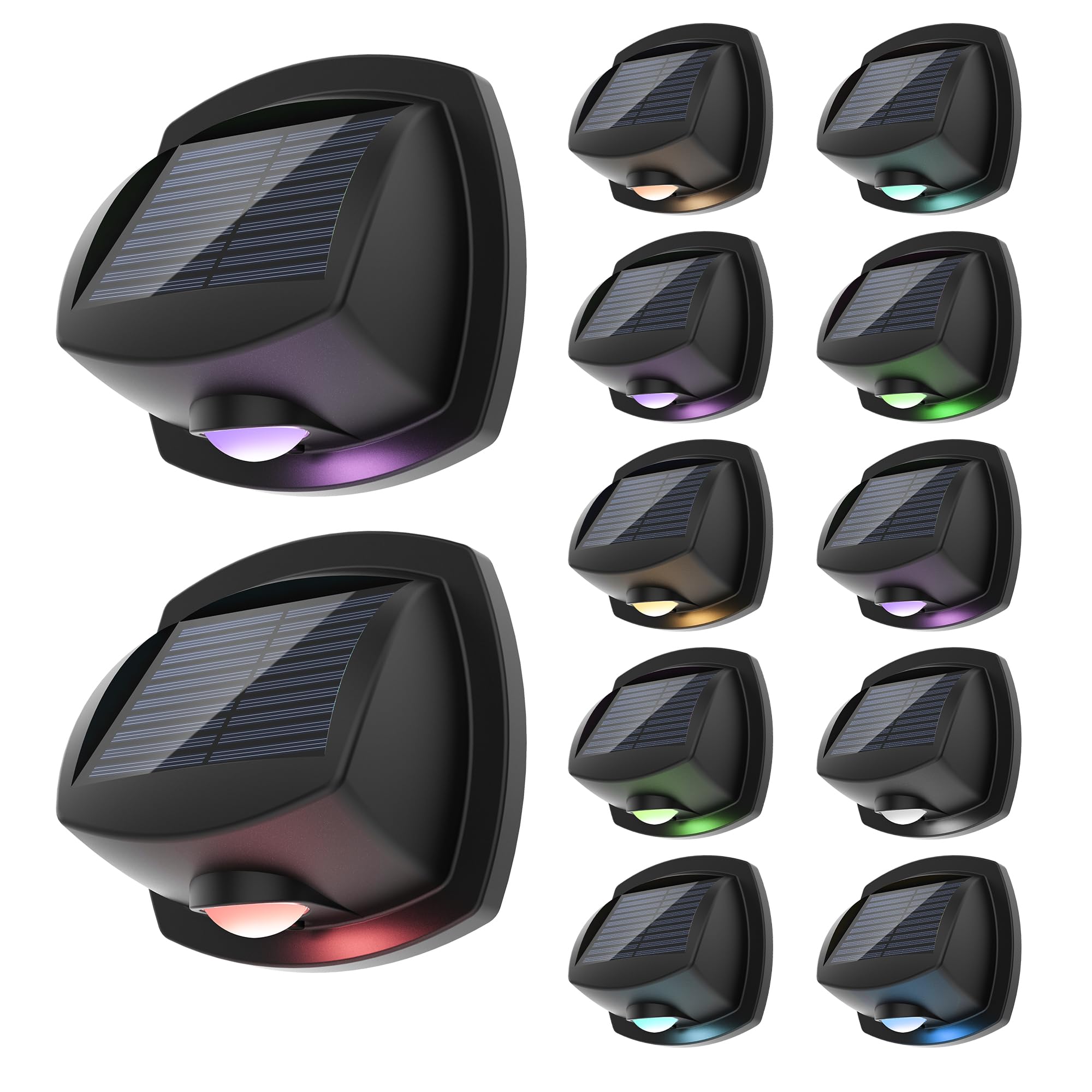 Solpex Solar Lights Outdoor Waterproof Ip65  Solar Stair Lights Outdoor For Fence  Deck  Step  Rgb Multicolor Led 11 Lighting Modes House Wall Light For Porch  Backyard  Fence  Garden Decor-12 Pack