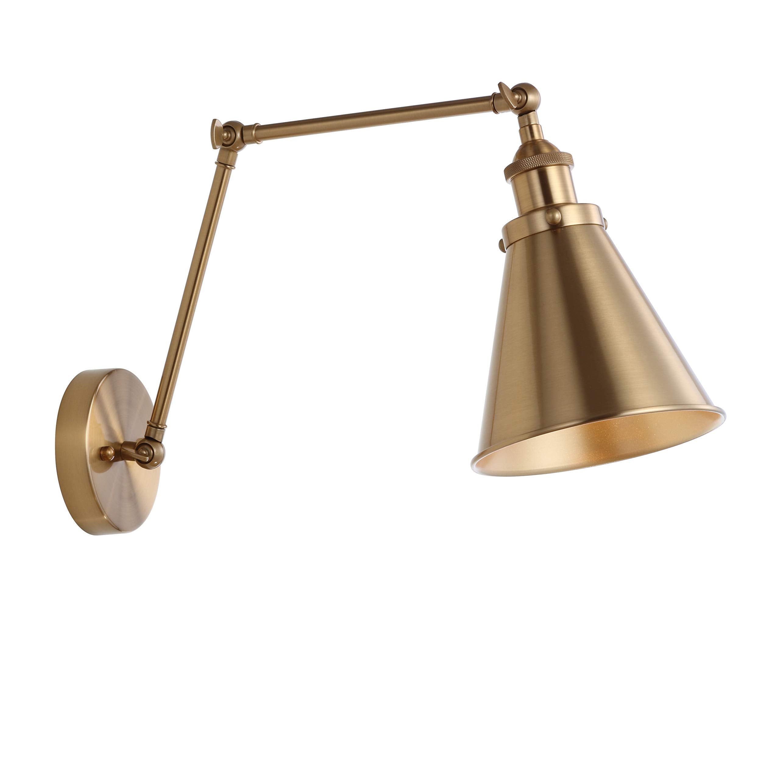 JONATHAN Y LED Wall Sconce, 7in Adjustable Arm, Brass Gold, Model JYL7461A, for Entryway, Kitchen, Bathroom, Living Room
