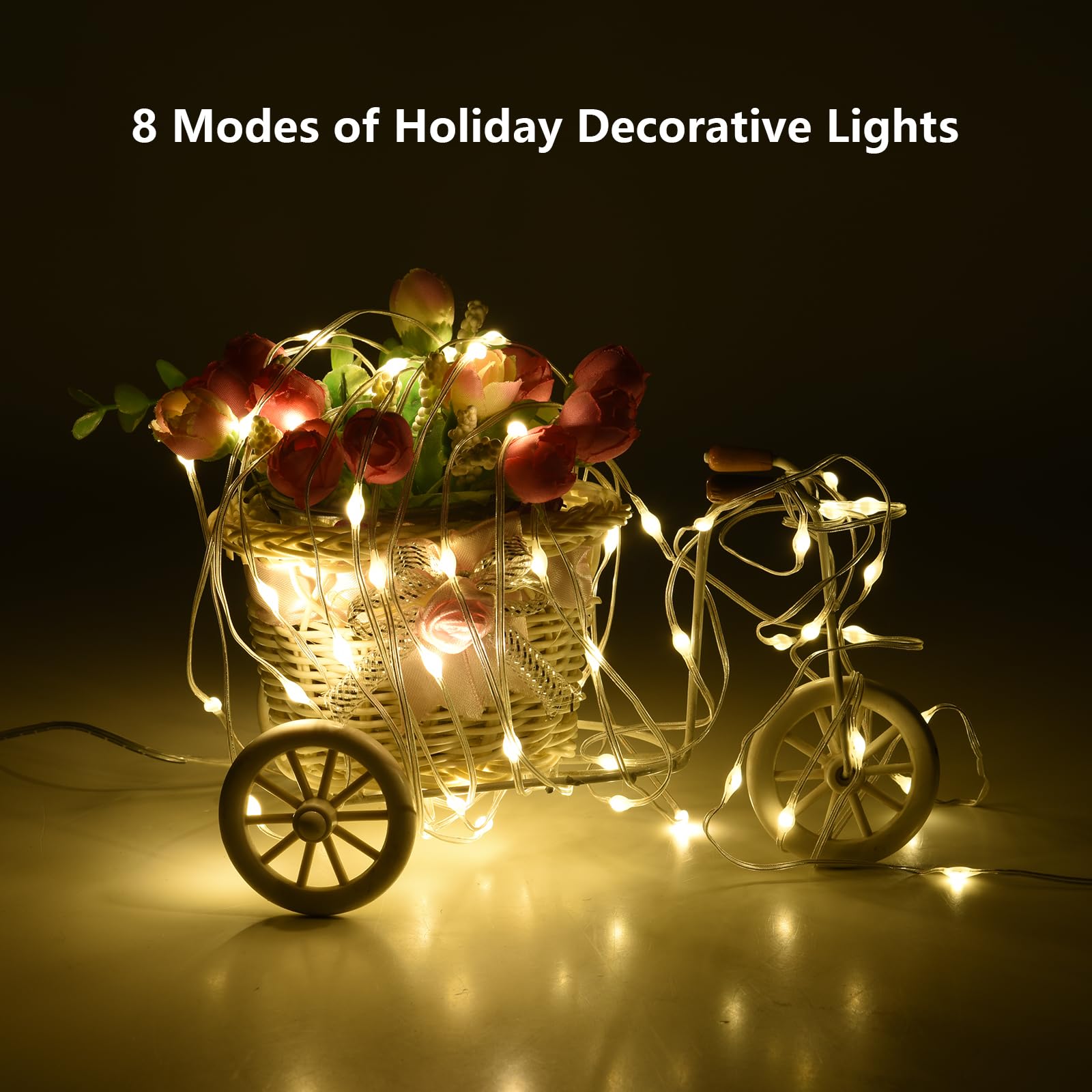 Glpe 100Ft 300 Led String Lights Plug In, Waterproof Warm White String Lights For Indoor Outdoor, 8 Modes Fairy Lights For Bedro