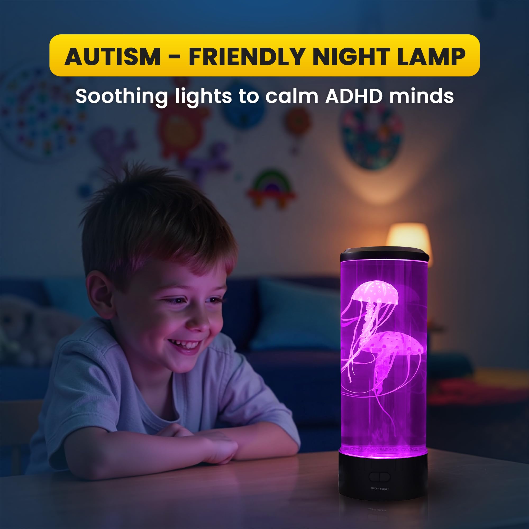 Brewish Jellyfish Lamp - 14 Led Aquarium Light, Black, Remote Control, Lifelike Home Decor For Men, Women & Kids