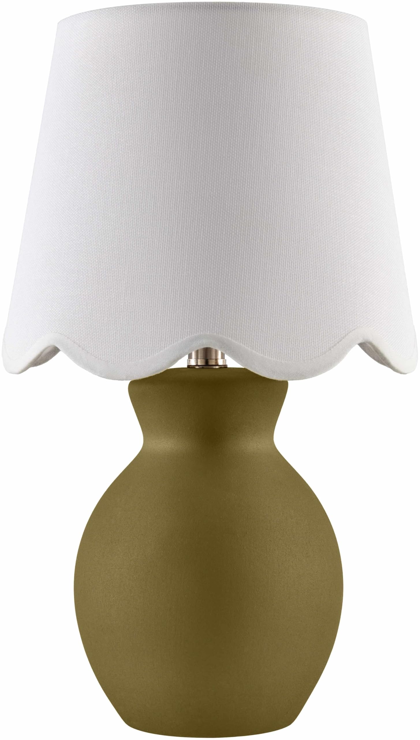 BoutiqueRugs Ceramic Bedside Table Lamp - Boho Design, 15in H, Green & White, Model SPXZVD5