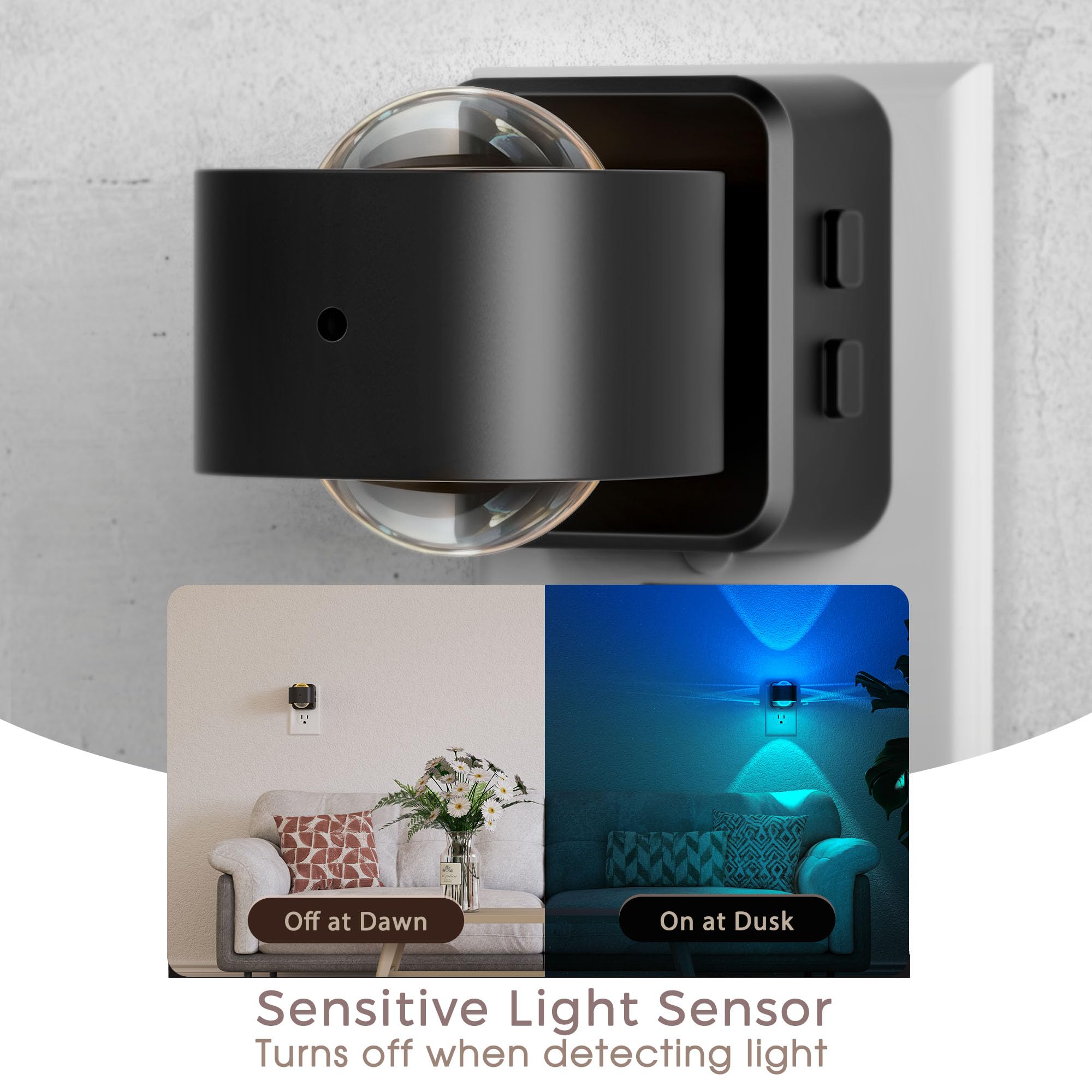 Briignite Night Light Projector  Rgb Color Changing Night Light For Kids  180?Rotating Night Lights Plug Into Wall  Dusk To Dawn Sensor  Rgb Ambient Lighting For Gaming Room Bathroom Gifts  2 Pack