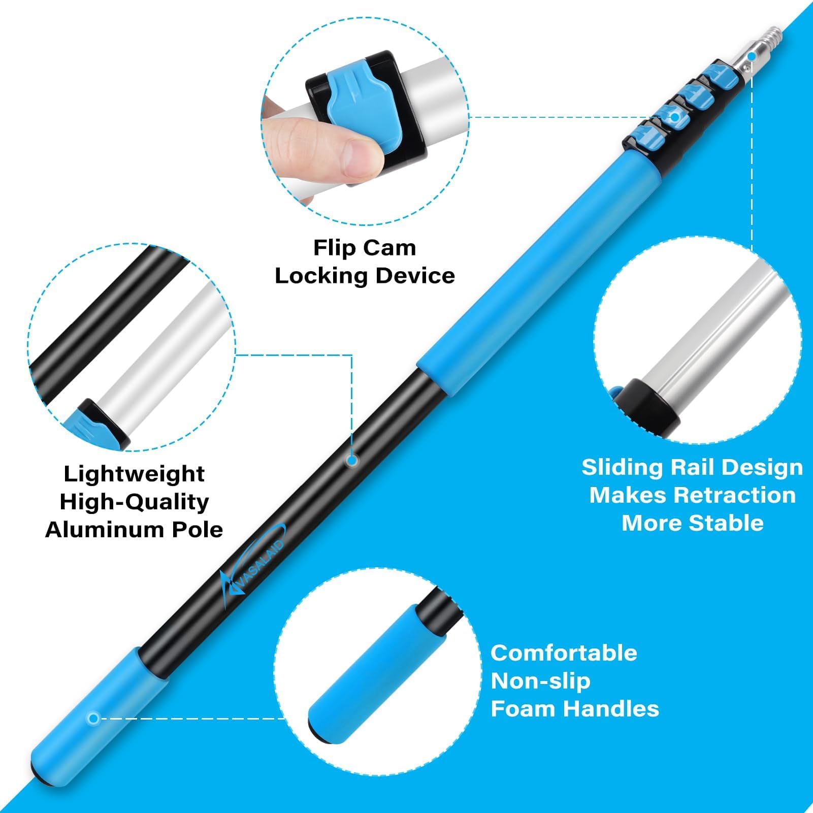 18Ft Reach Light Bulb Changer For High Ceilings,12Ft Telescopic Extension Pole For High Ceilings And Recessed Lights,High Reach