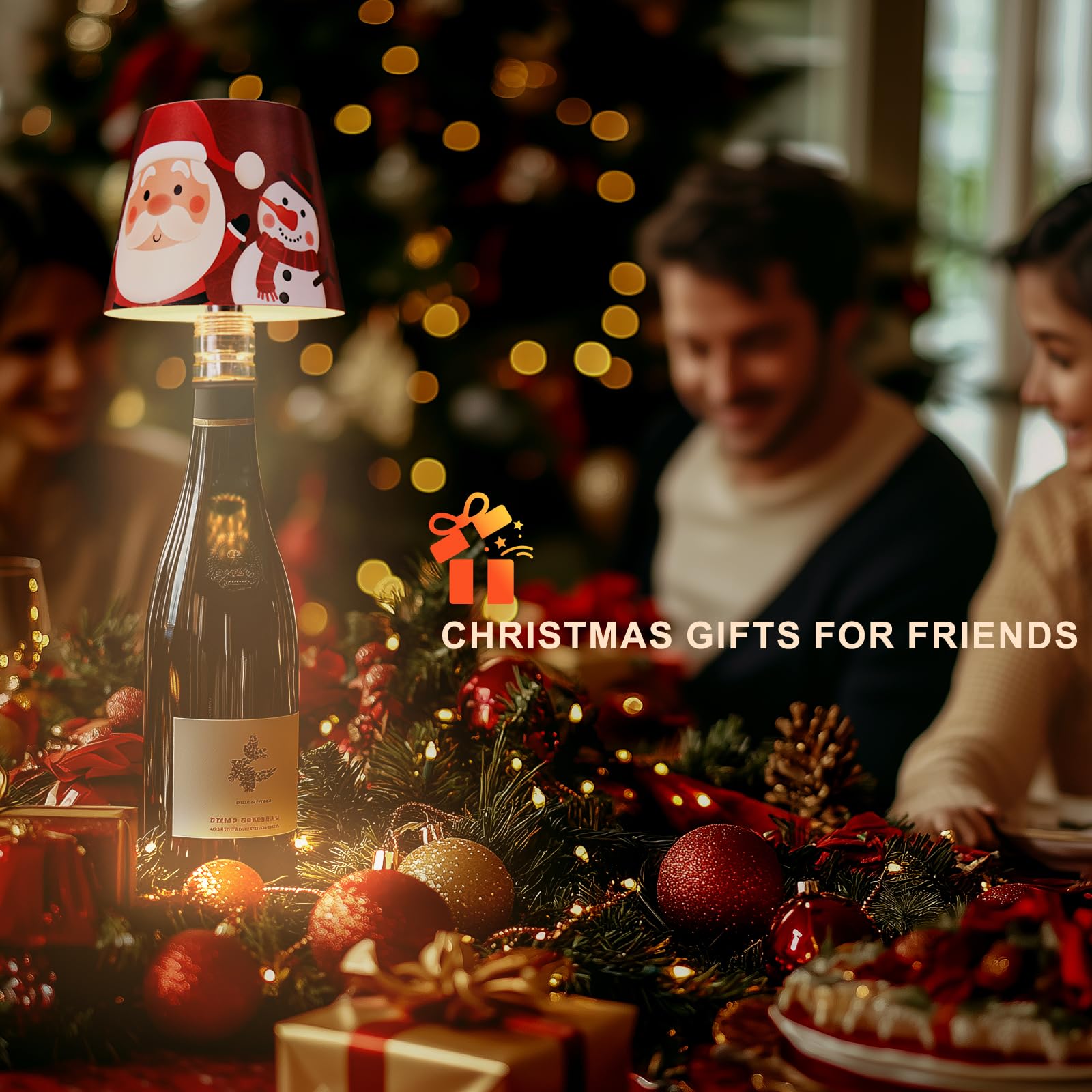 Mebaraul Wireless Bottle Lamp Shade,Rechargeable Led Portable Cordless Table Lamp, 3 Colors Stepless Dimming Touch Wine Bottle L