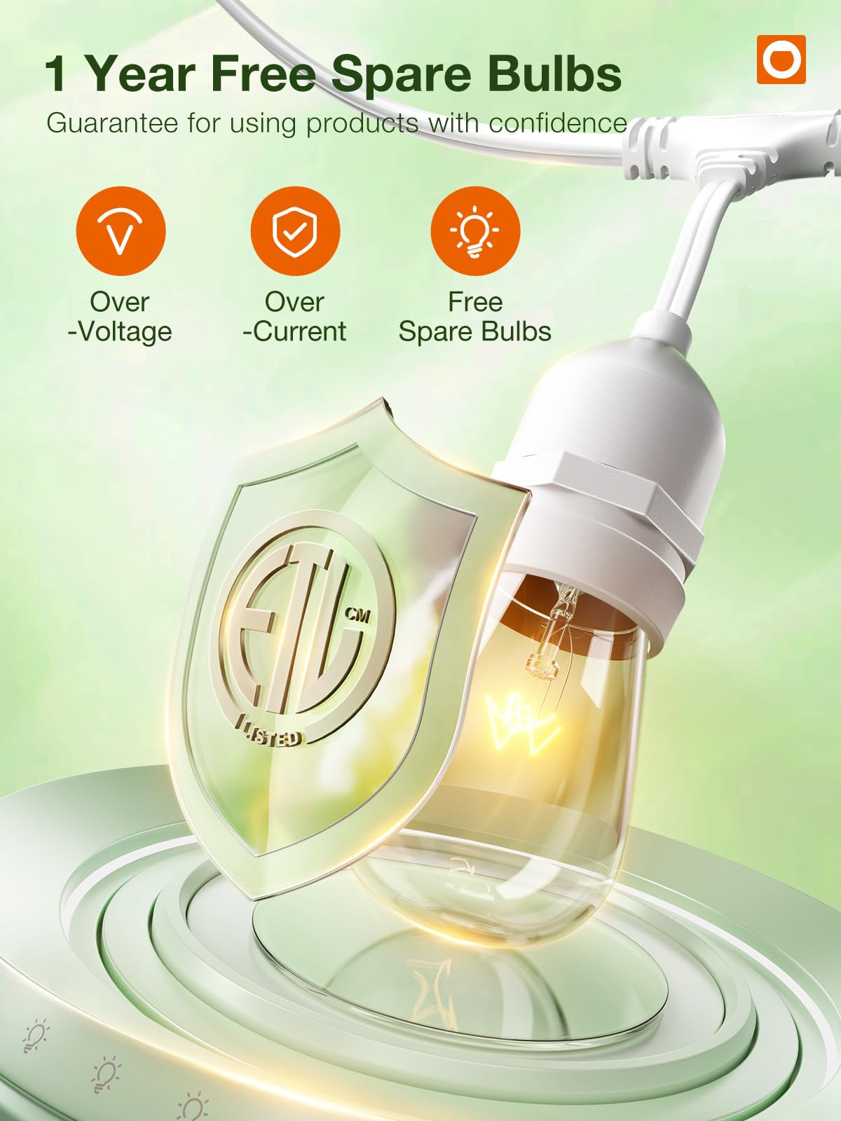 addlon Outdoor String Lights, 96FT White, 36 Edison Bulbs, Weatherproof, ETL Listed, Model JCD-DL/E17/30, Perfect for Patio Garden