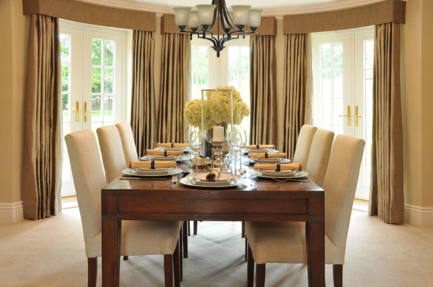 Cal Lighting Fx-3506/6 60-Watt X 6 Dabois Hand Forged Iron 6 Light Chandelier With Glass Shades