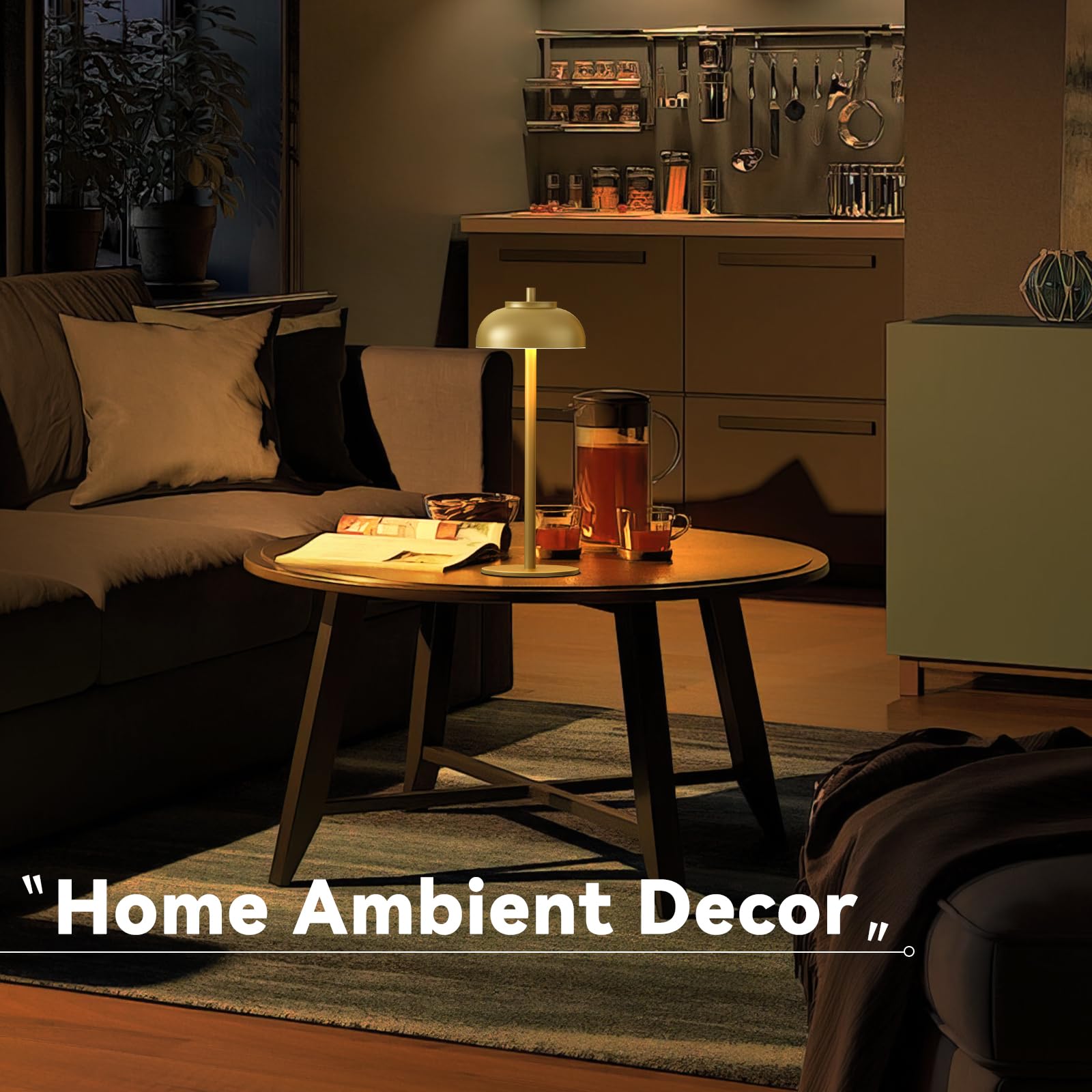 Moragin 2 Pack Gold Led Cordless Table Lamps Rechargeable,Cordless Touch Lamp Battery Operated-Waterproof-For Outdoor Patio/Rest