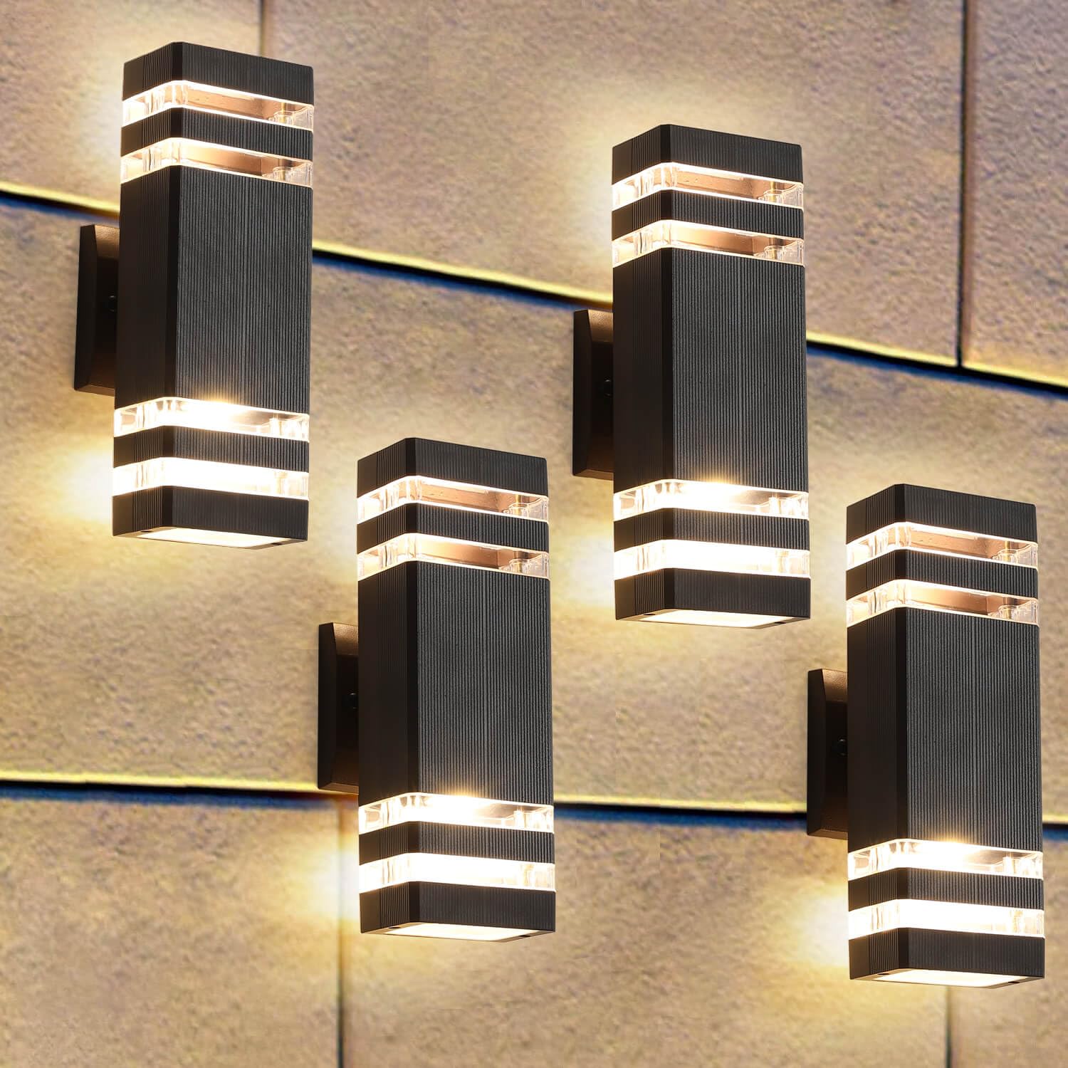 ZSMAIKU 4 Pack Up and Down Lights Outdoor Light Fixture,14W IP65 3000K 1100LM Warm White Outside Door Lights, Wall Light Fixture