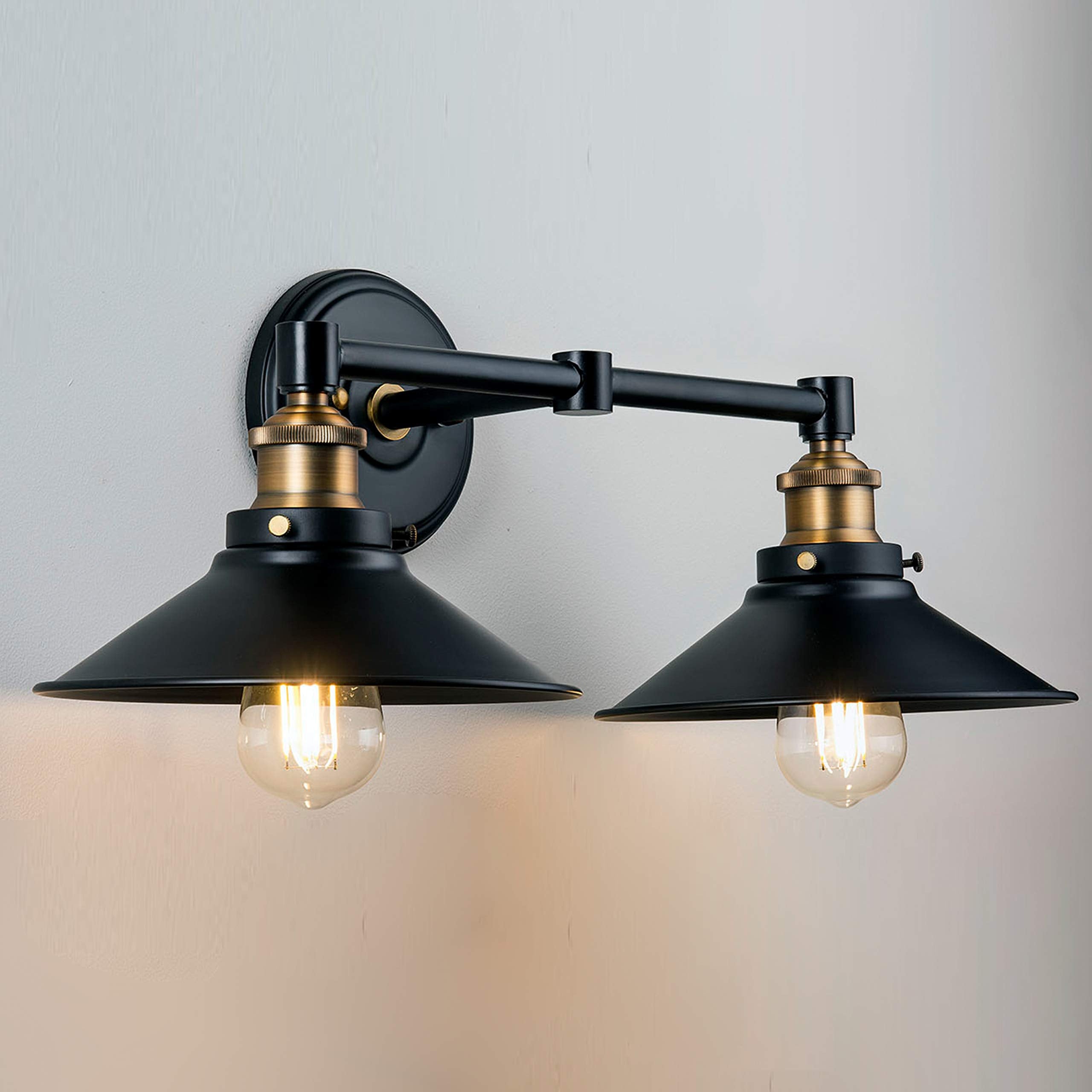 Linea Di Liara Andante 2 Light Bathroom Vanity Light Industrial Gold And Matte Black Light Fixtures Above Mirror Light Farmhouse