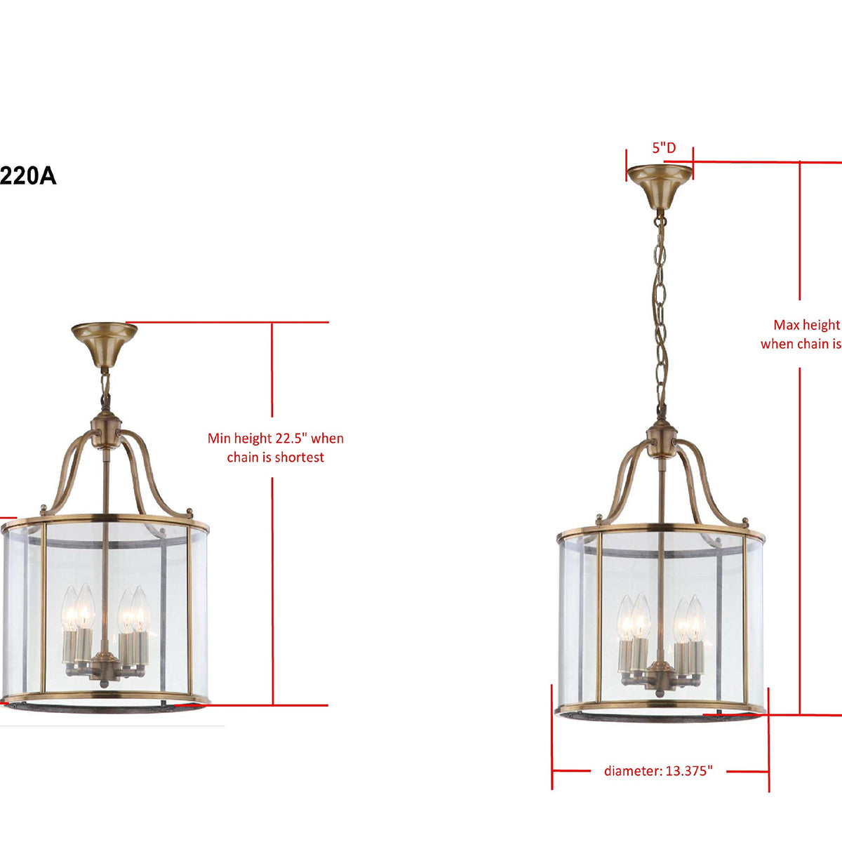 Safavieh Sutton Place 4-Light Adjustable Pendant Light Fixture, 13in D ...