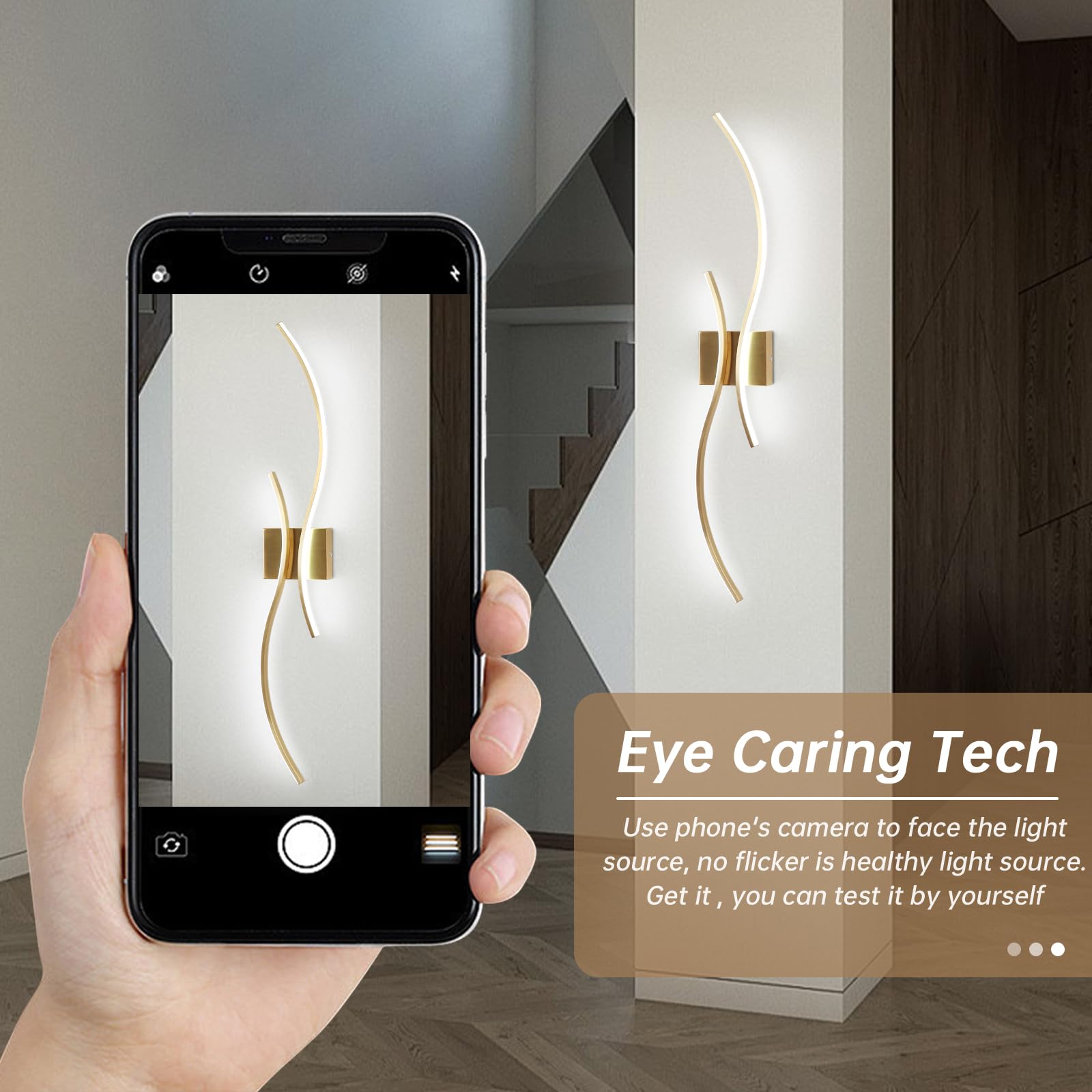 Caneoe Modern Wall Sconce  39Inch Gold Led Wall Light Fixtures 6000K Bathroom Vanity Light Fixtures Over Mirror Indoor Bedroom Wall Lamps For Living Room Hallway Sconces Lighting