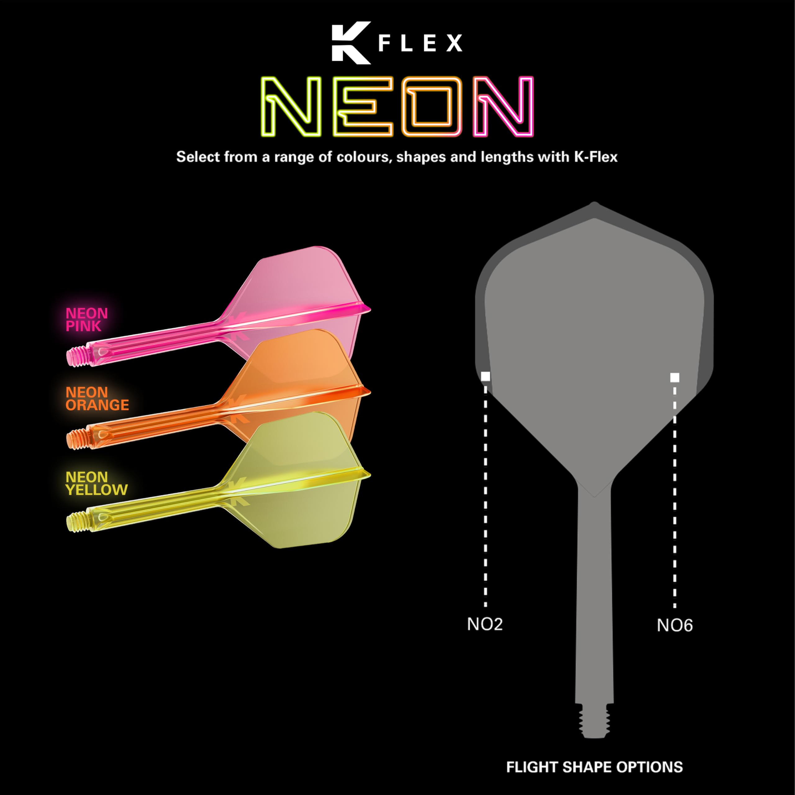 Target Darts Flexible Neon Yellow K-Flex Flight & Shaft, Medium (33mm), Model taf1549