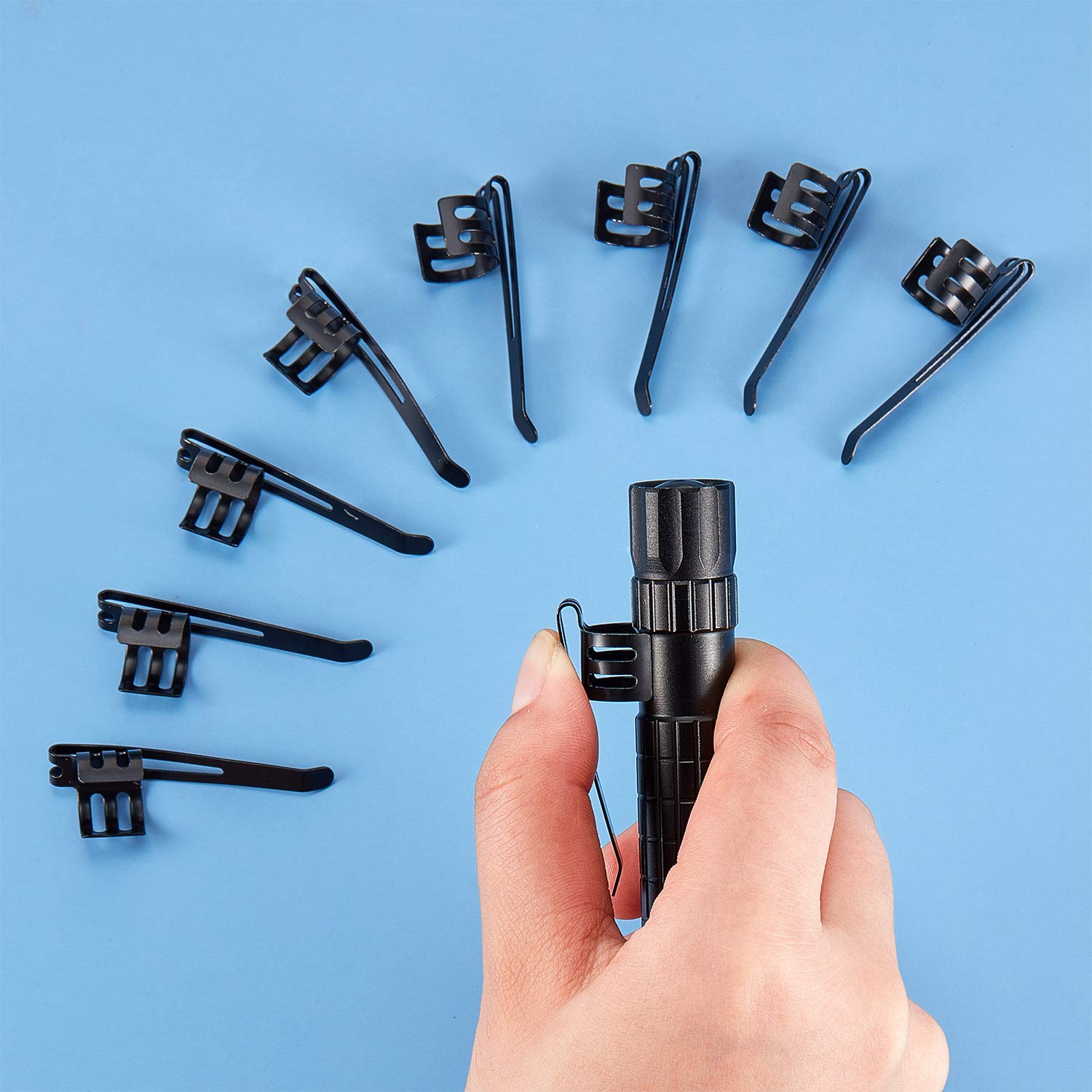 Outus 20 Pcs Flashlight Clip for Removable Accessories Metal Penlight Replacement Clip for Flashlight