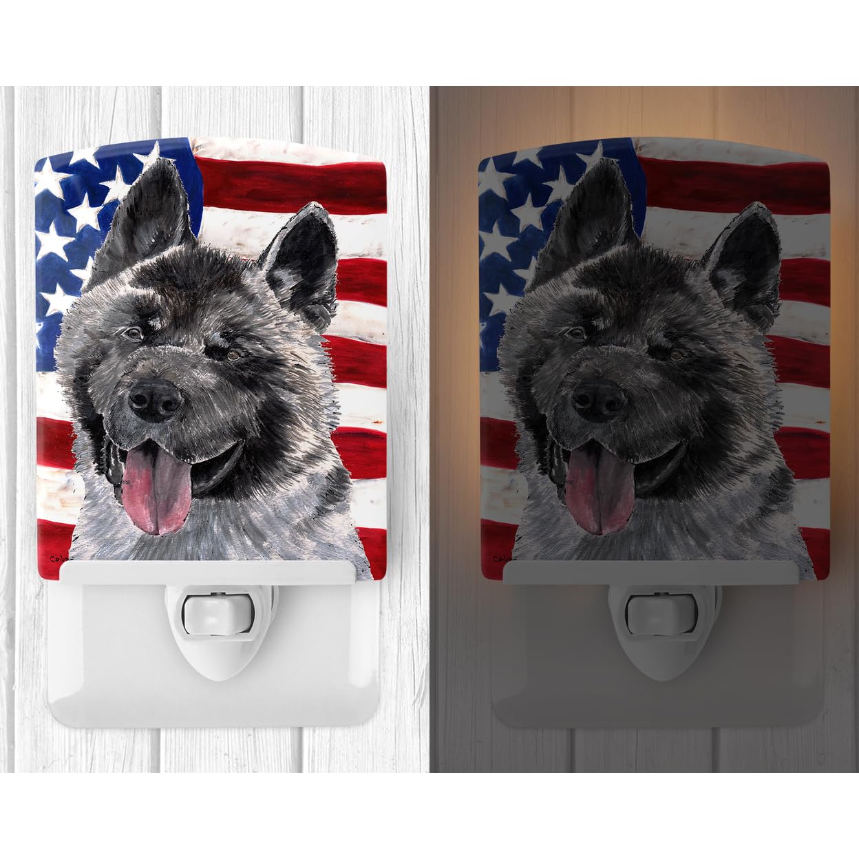 Carolines Treasures Ceramic Night Light, Akita USA, UL-Certified, 6x4x3in, Multicolor, Model SC9487CNL