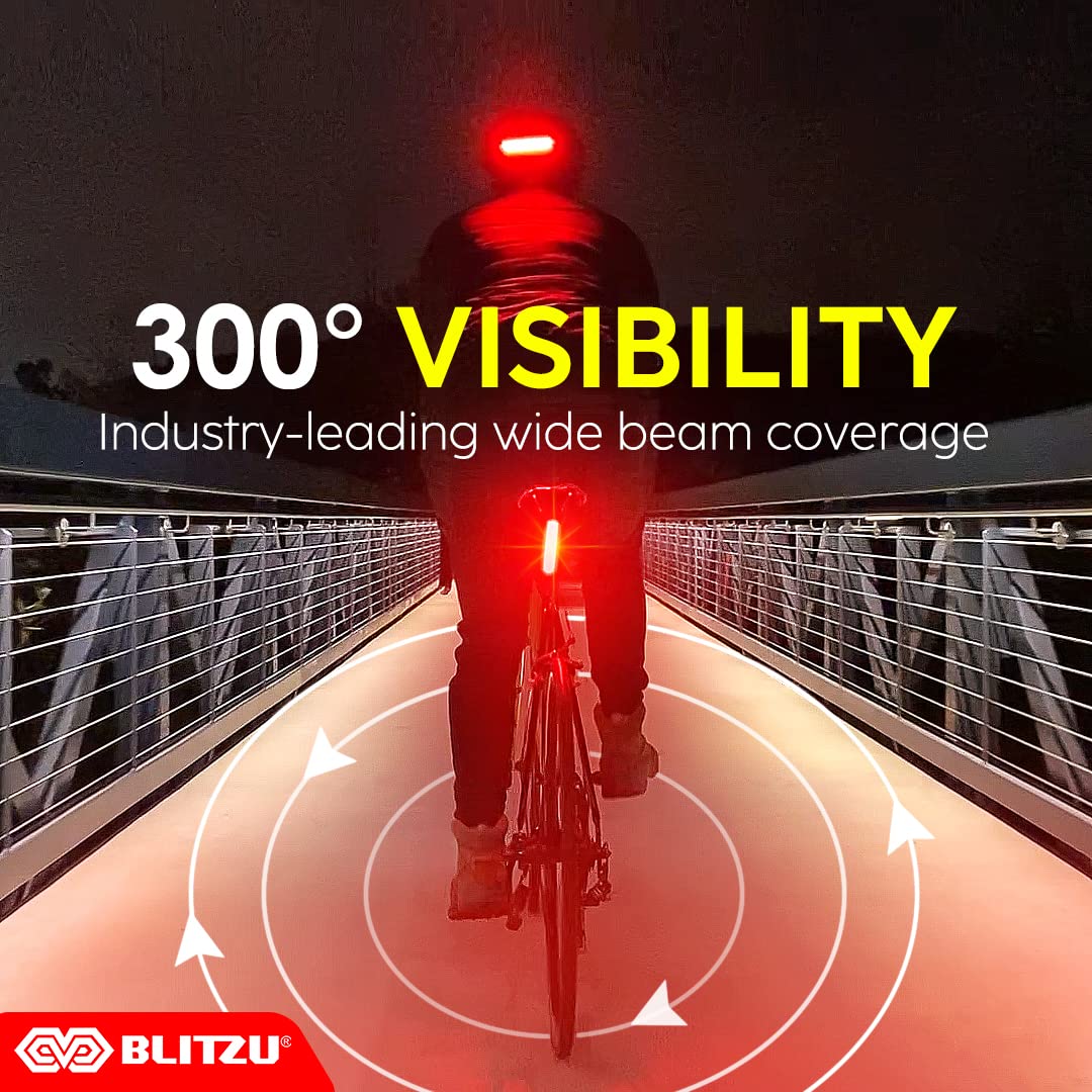 Blitzu 2025 Cyborg 200T Bike Lights Taillight Usb-C Rechargeable Led Rear Bicycle Light For Night Riding, Cycling Safety Reflect