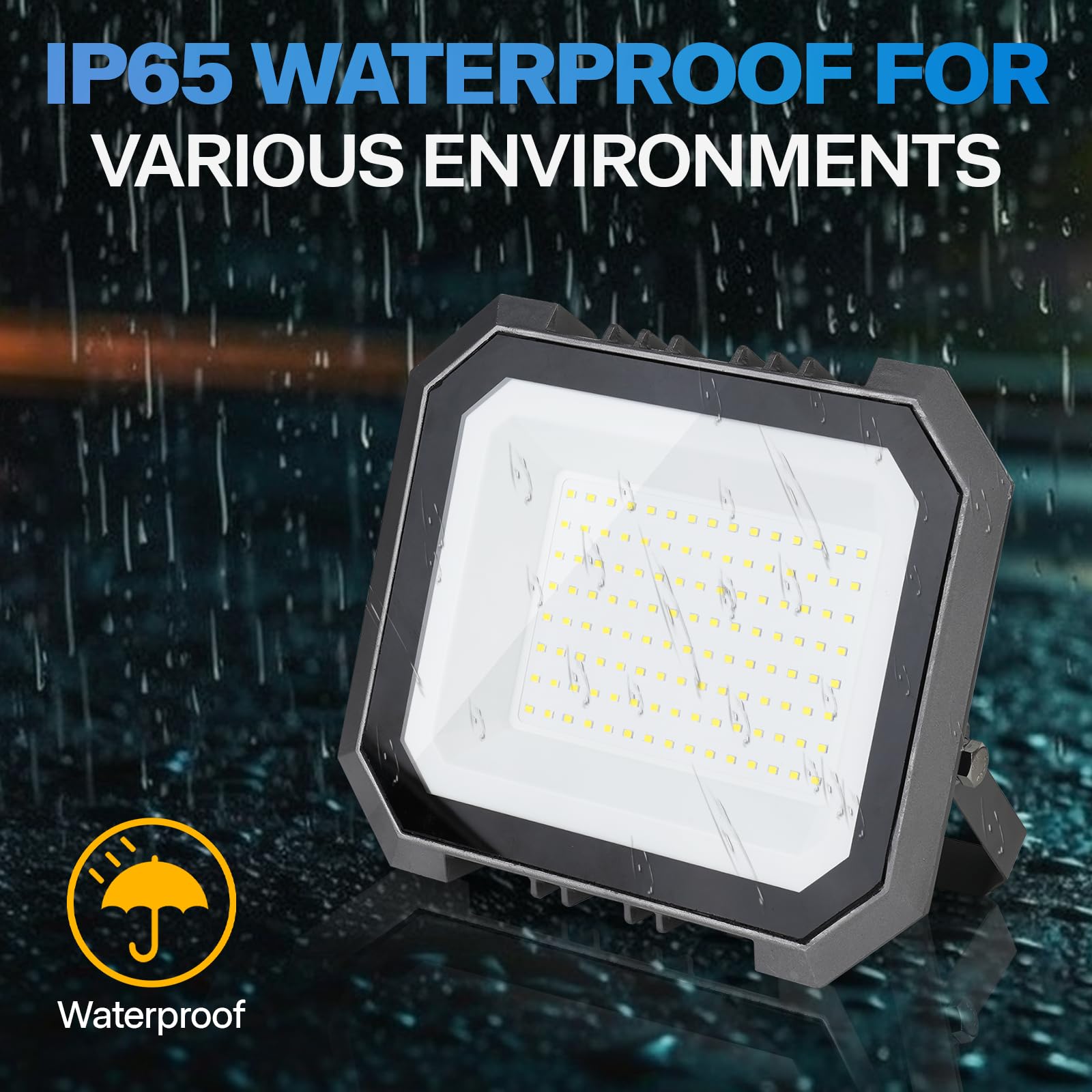 Leddictive 2 Pack 200W LED Flood Lights, 20000LM, IP65 Waterproof, 6000K Bright Outdoor Work Light for Garage, Yard, Lawn, Garden