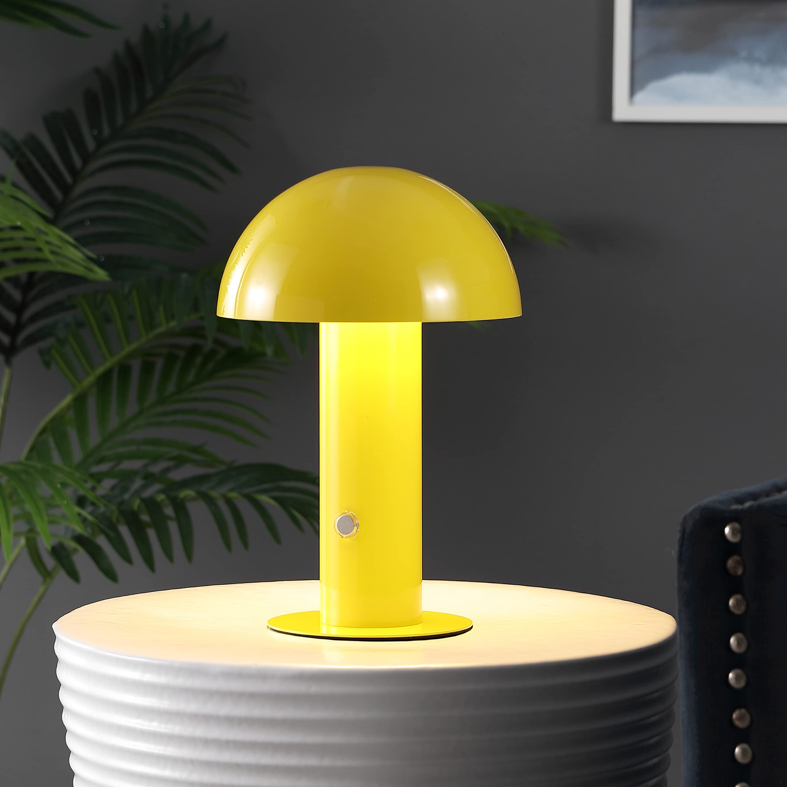 Jonathan Y Jyl7115C Boletus 10.75'' Contemporary Bohemian Rechargeable/Cordless Portable Iron Integrated Led Mushroom Table Lamp