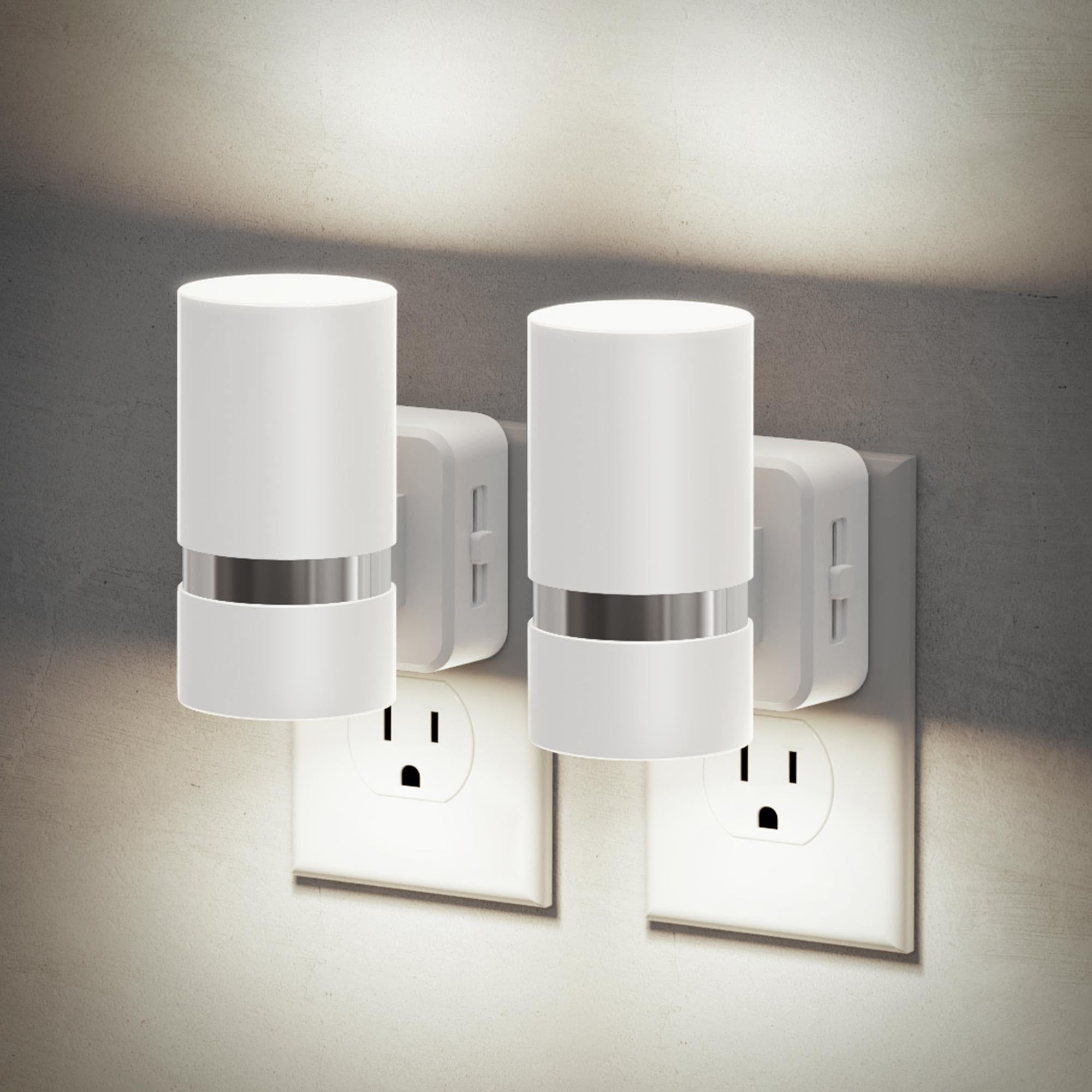 JandCase Night Lights Plug into Wall, Automatic Night Light with Dusk to Dawn, 2 Pack 5000K Daylight 0-100LM Dimmable Plug in LE