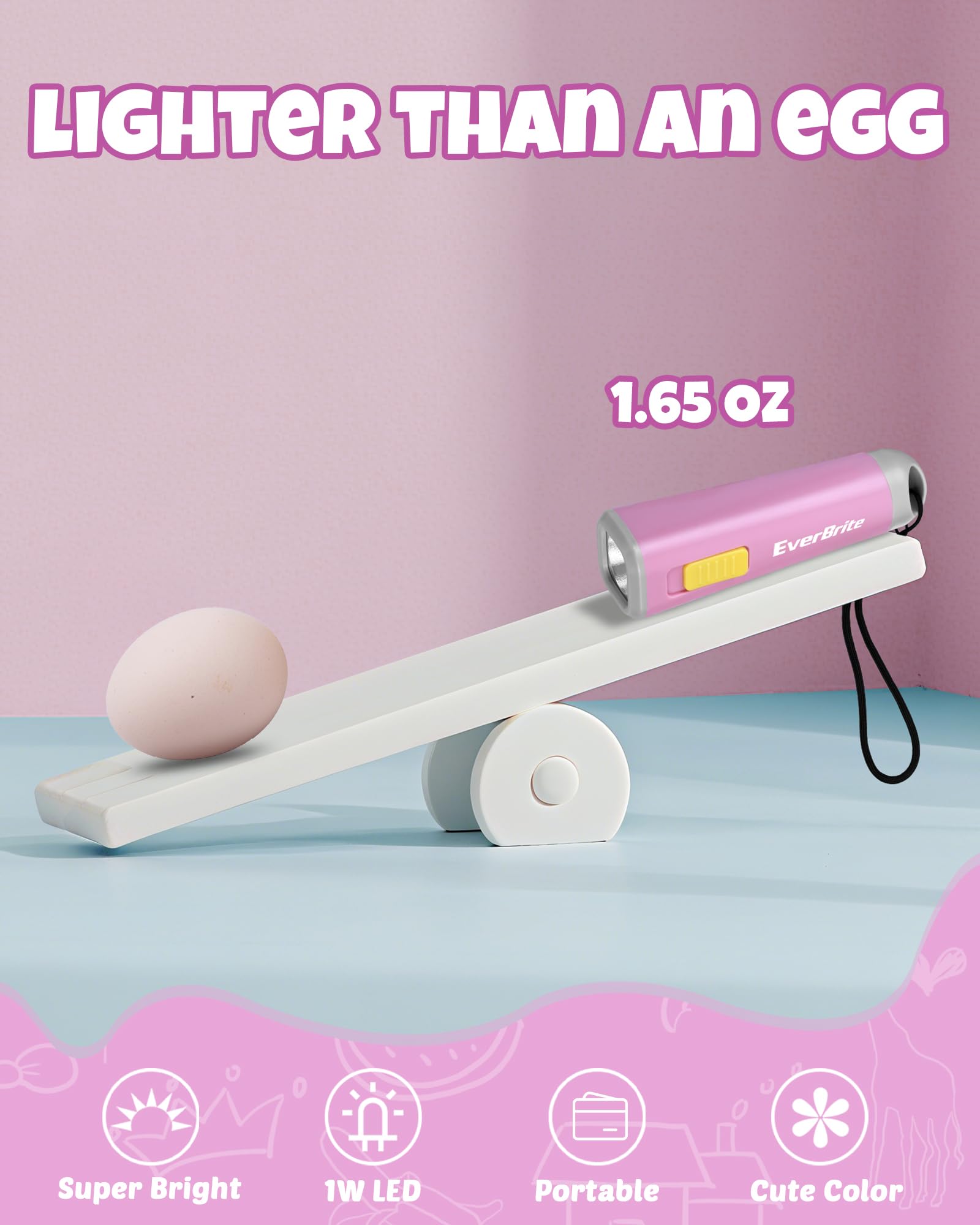 EverBrite Mini LED Flashlight, Pink, 3AAA Battery Included, Model E012046, Ideal for Emergencies and Camping