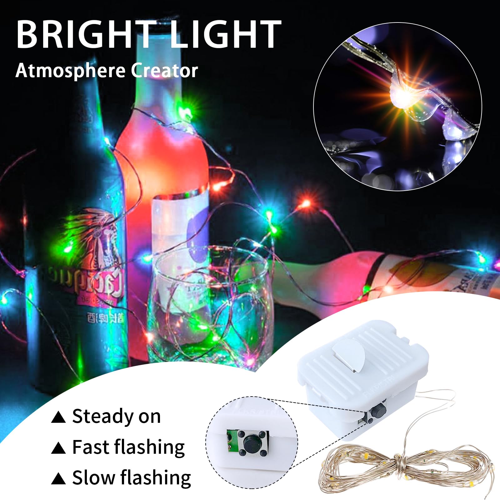 Chzk Fairy Lights Battery Operated  12 Pack 7Ft 20 Led Mini String Lights Twinkle Lights For Christmas Helloween Mason Jars Centerpiece Table Decorations (12  Multicolor)