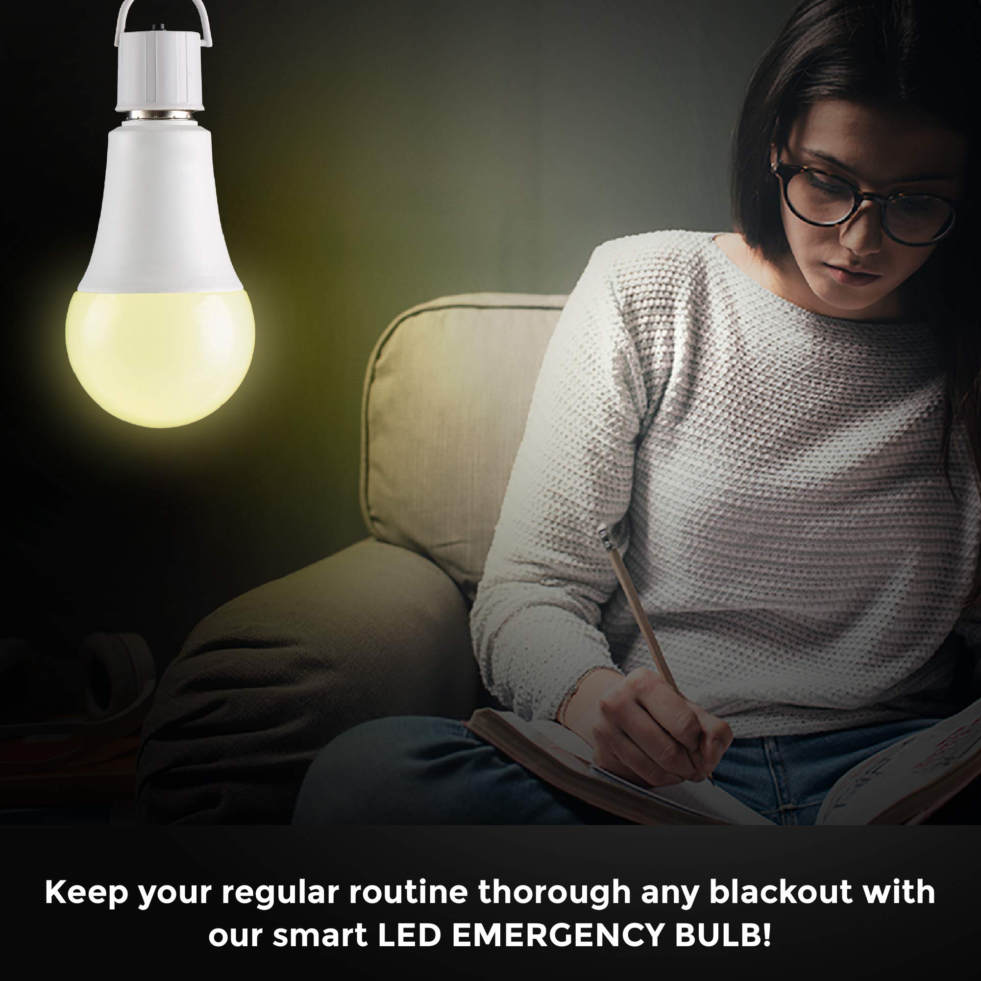 Ciata Rechargeable Light Bulbs - Battery Operated, Lasts 3-4 Hours, Pack of 4, White, Model EMB-4, Ideal for Camping and Power Outages