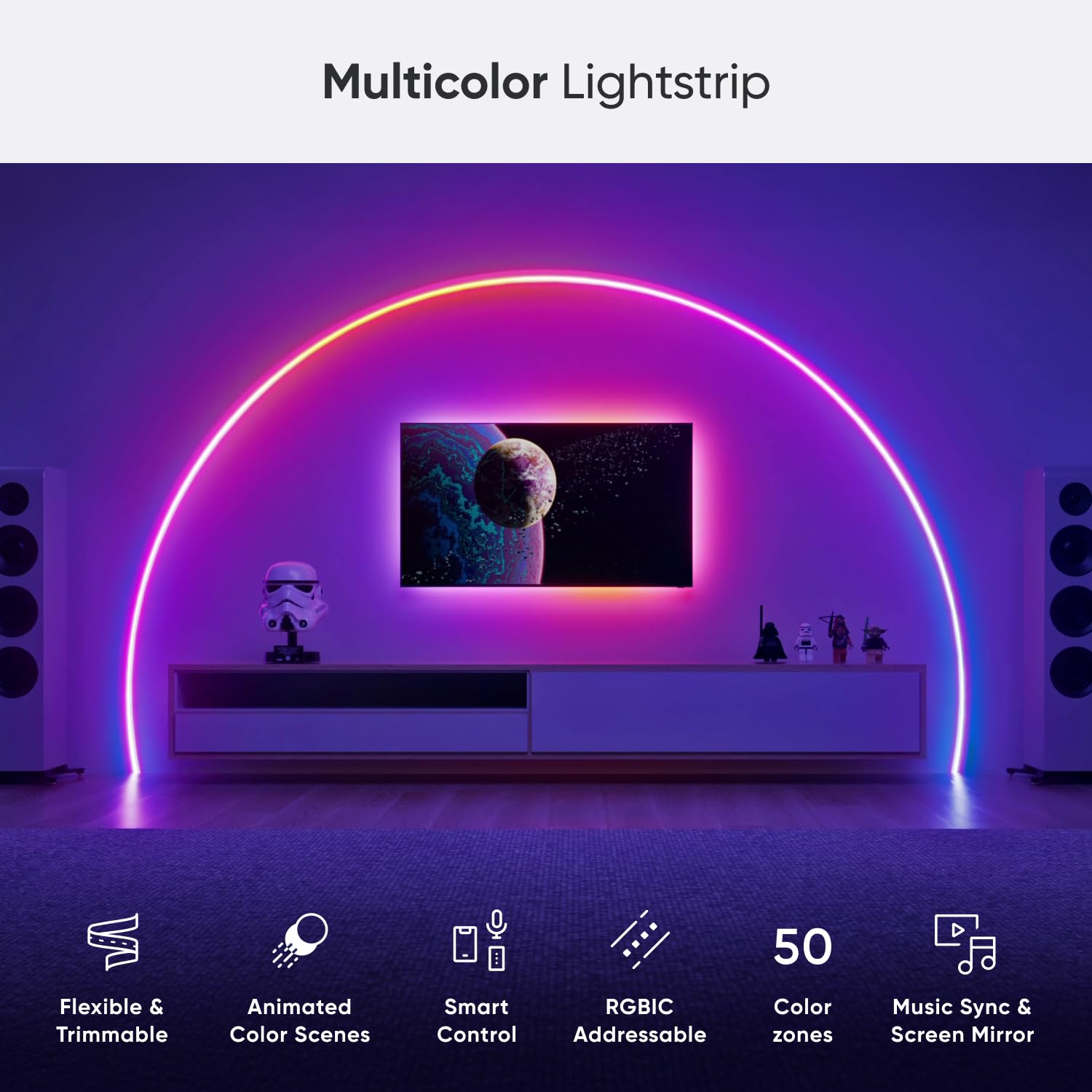 Nanoleaf Essentials Matter Bluetooth & Wifi Smart Multicolor Led Lightstrip 200'' (5M) - Rgb & Whites, Controller, App & Voice C