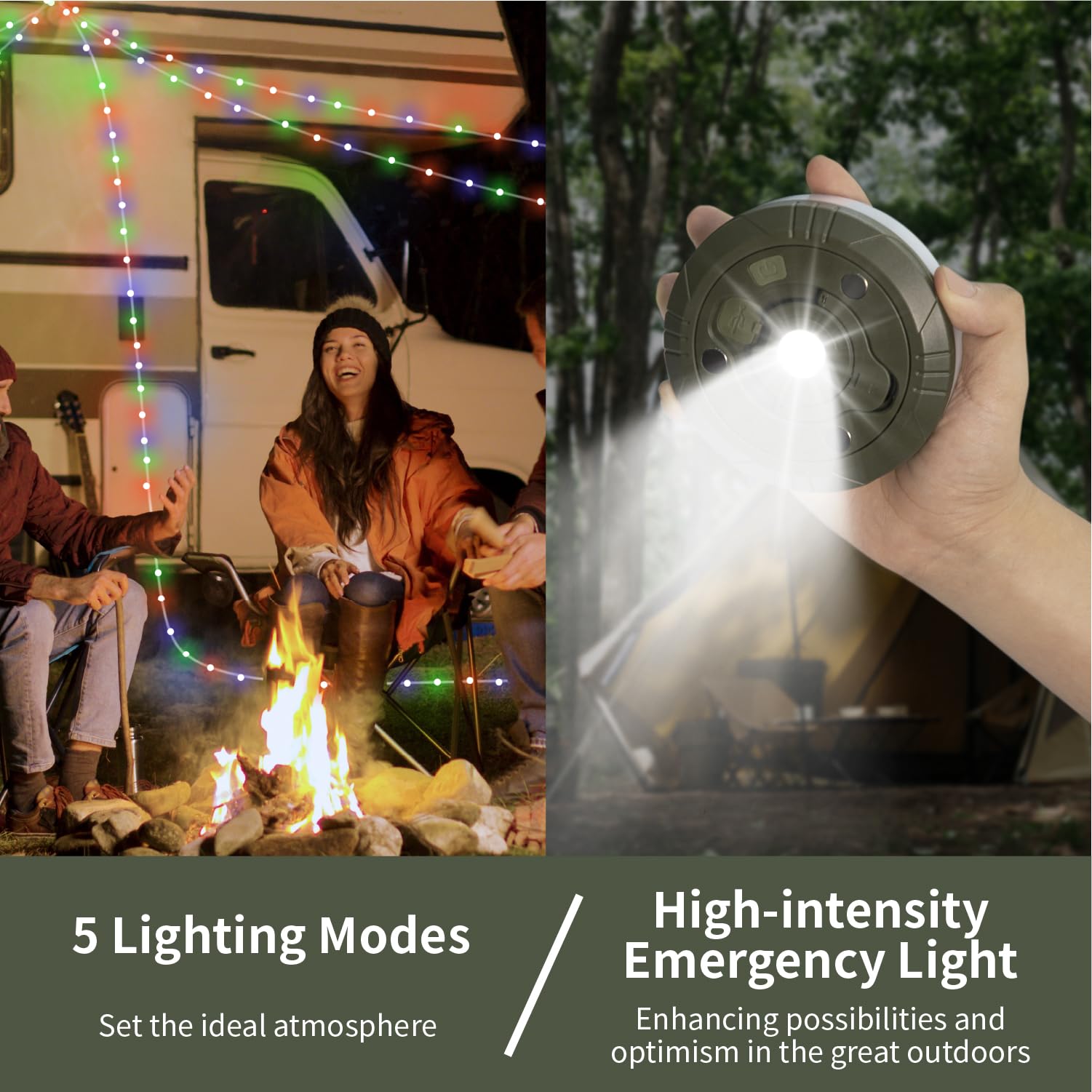Hamlite Camping Light String, 3 In 1 Camping Light Rechargeable(29.5Ft), Rgb Portable Outdoor String Lights, Durable Tent Fairy