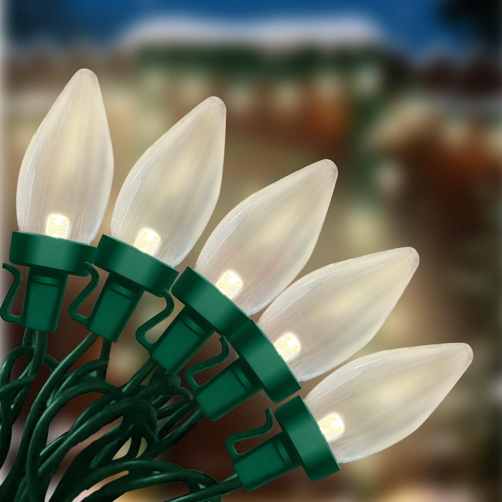 C7 Led Christmas Lights Outdoor  26Ft Outdoor String Lights Plug In With 50 C7 Warm White Bulbs  Vintage Christmas Lights Waterproof For Indoor Holiday Patio Roofline Xmas Tree Party Decorations