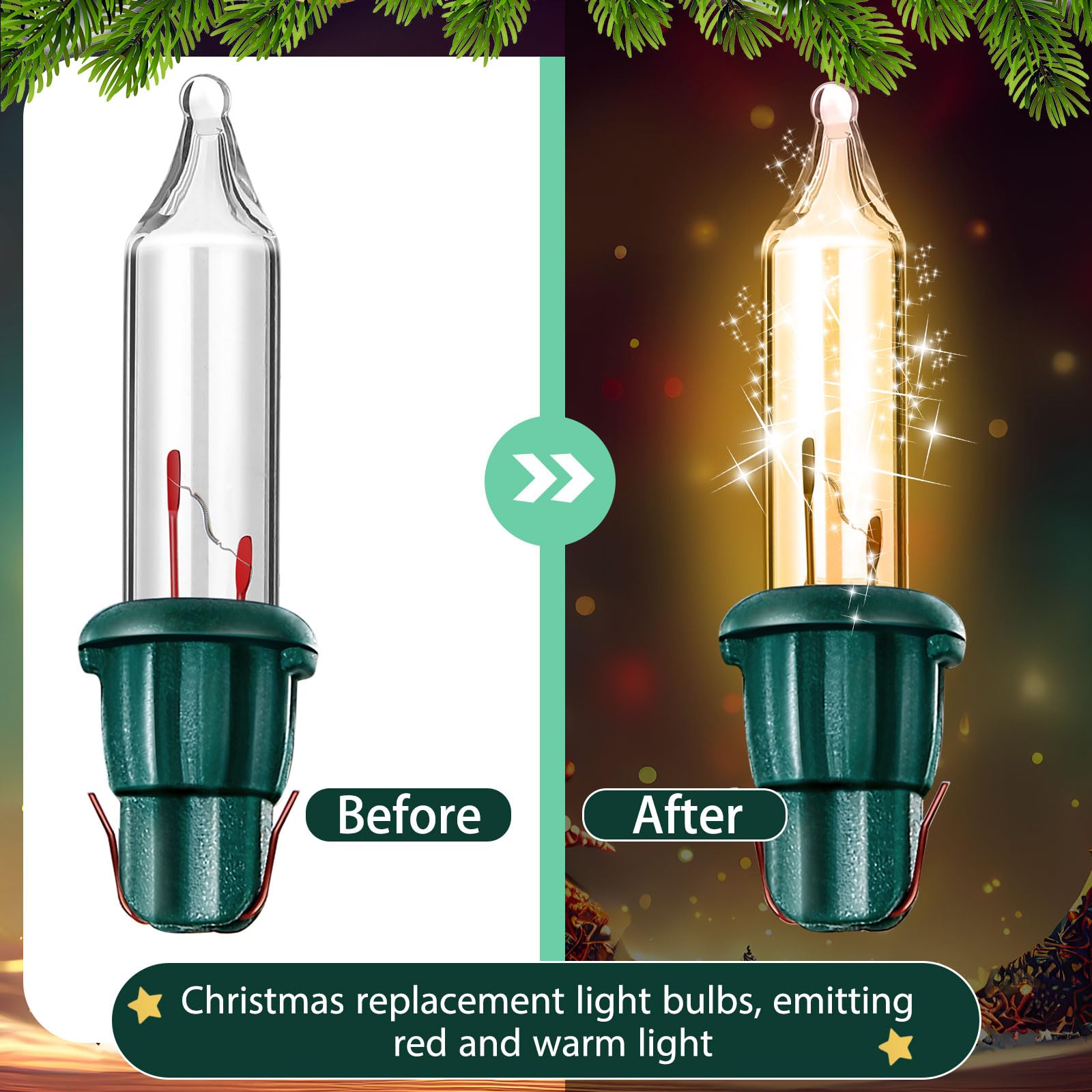 Mudder Christmas Mini Light Bulbs, 80 Count Warm White Replacement, 2.5Vx0.17A for Indoor/Outdoor Decor, Model TS-Mudder-4553
