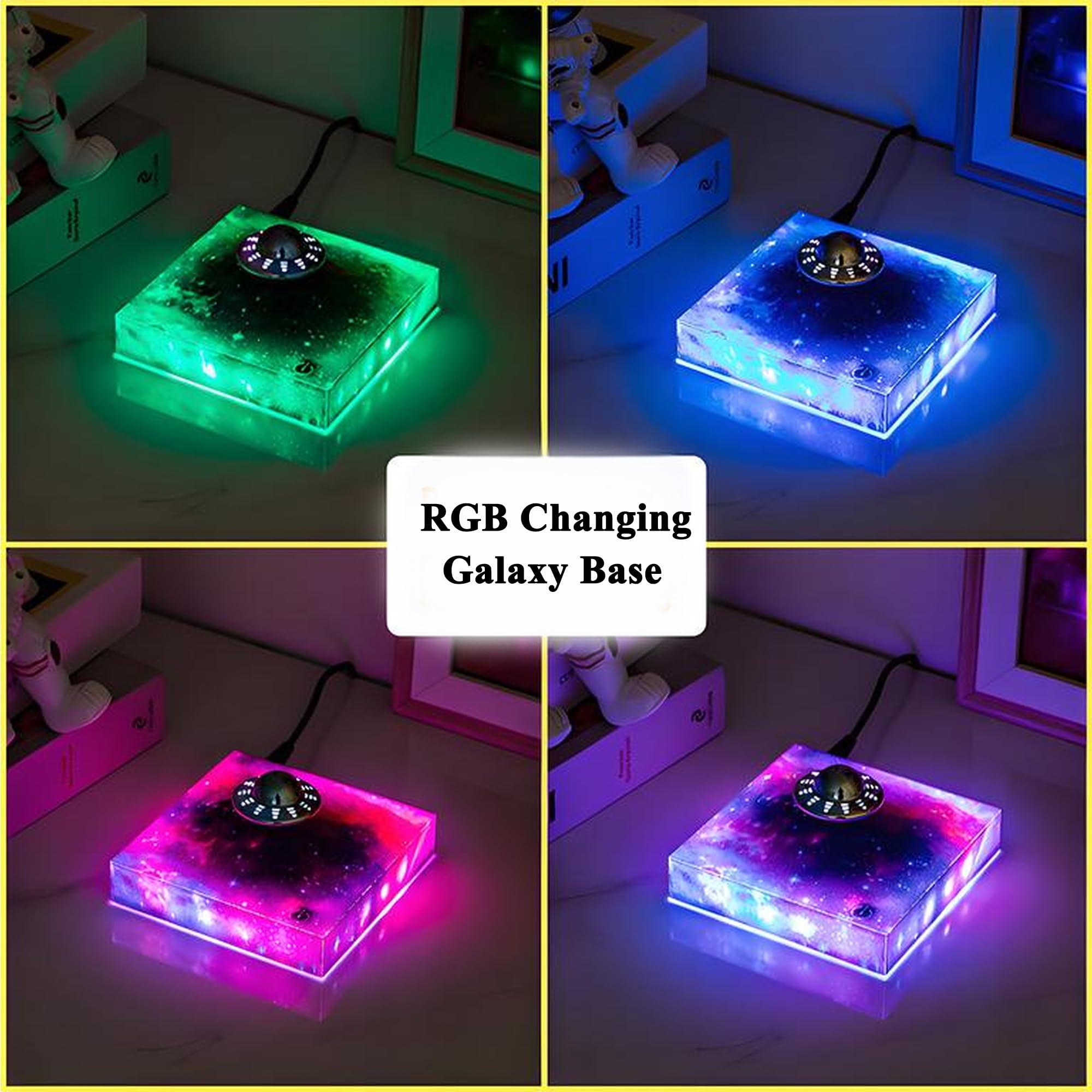 YIANCTRD Levitating UFO Lamp - 360° Rotating RGB Galaxy Light, Metal Design, Cool Desk Decor for Room & Office, Model LT-UFO