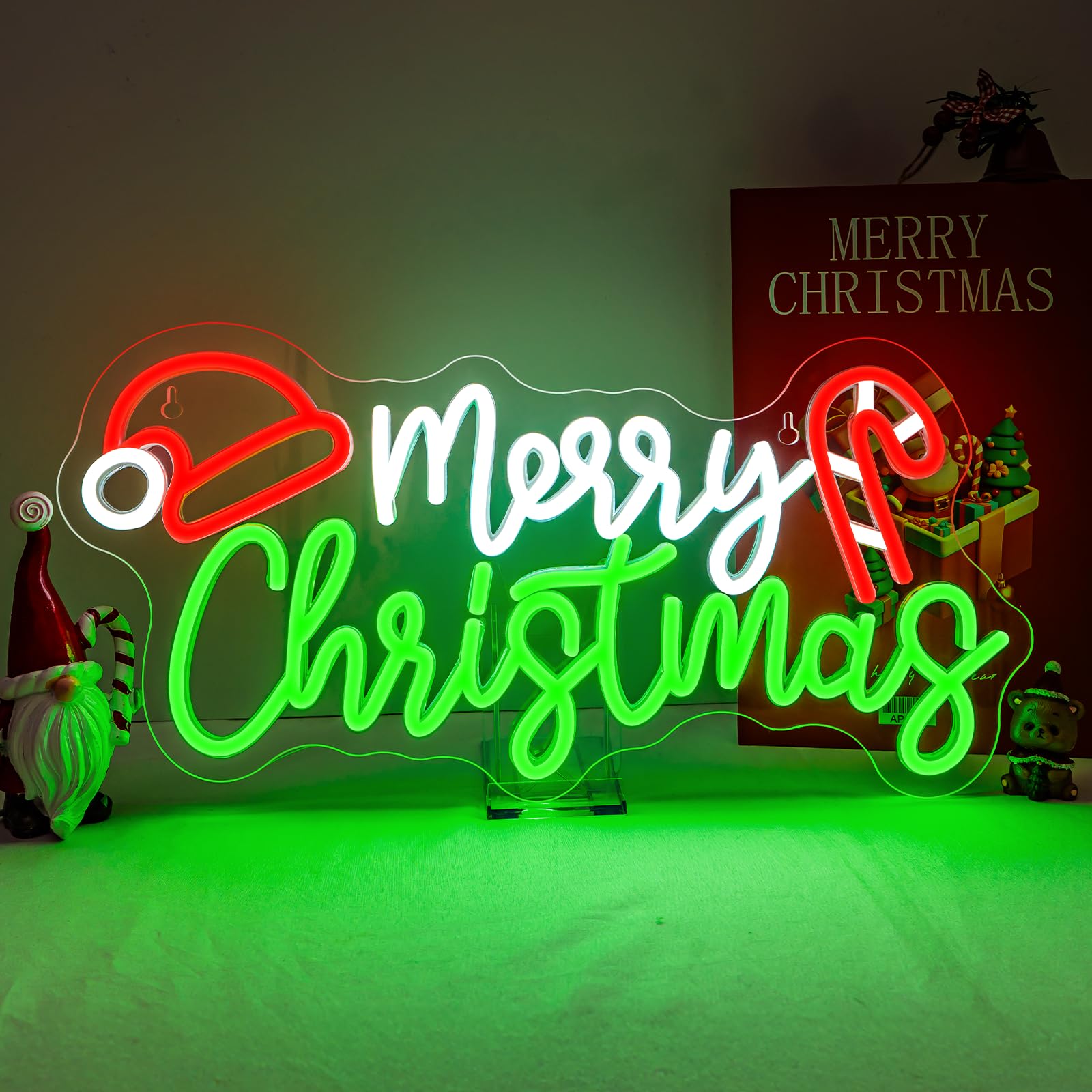 Nosun Nosun Merry Christmas Candy Cane Neon Sign Led Lighted Dimmable Switch Christmas Gift Decorations For Xmas Party Kids Bedroom Bar Pub Club Decor