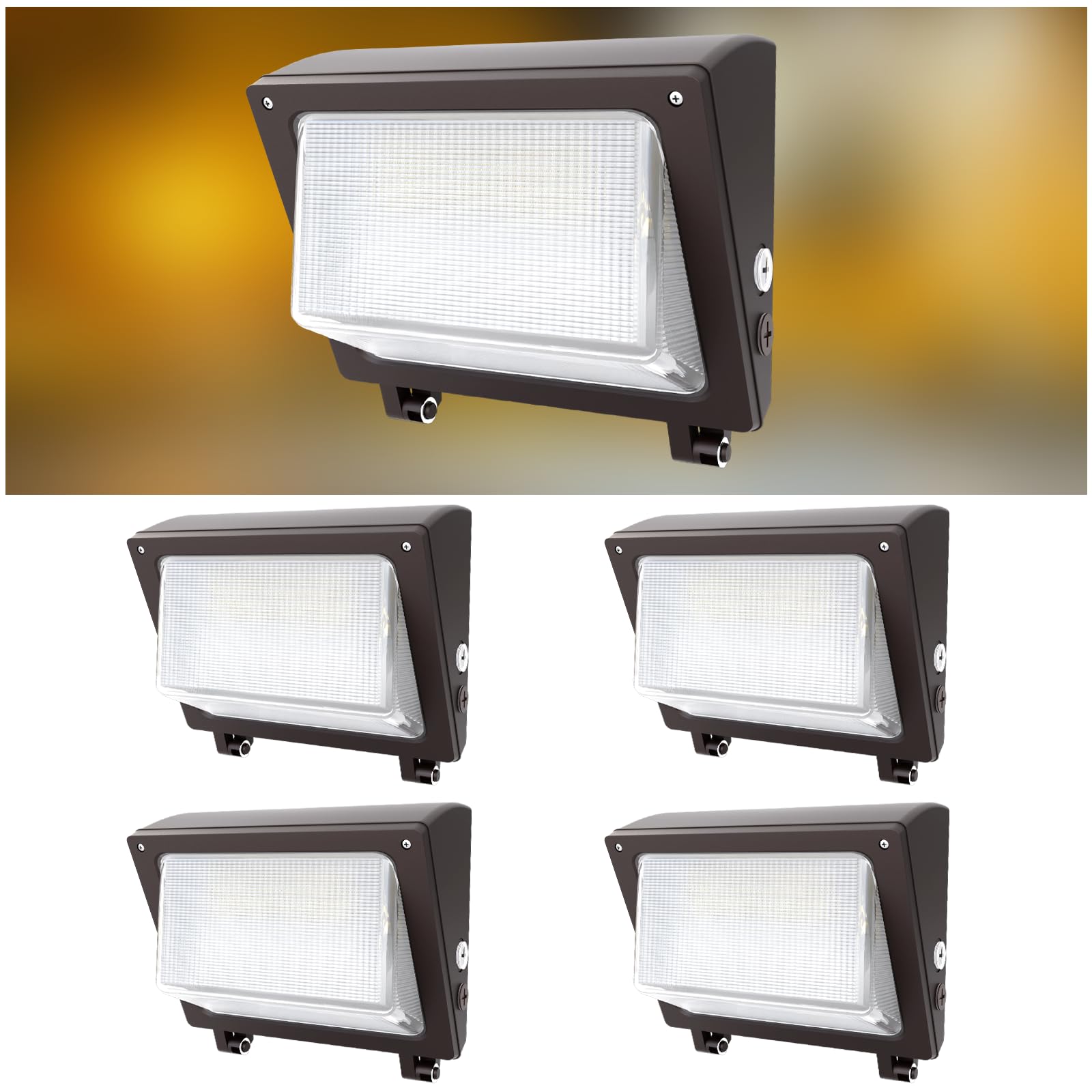 JTT 4pack 120W/96W/72W LED Wall Pack Light with Dusk to Dawn Photocell,18000LM 6000K/5000K/4000K Daylight IP65 Waterproof WallPa