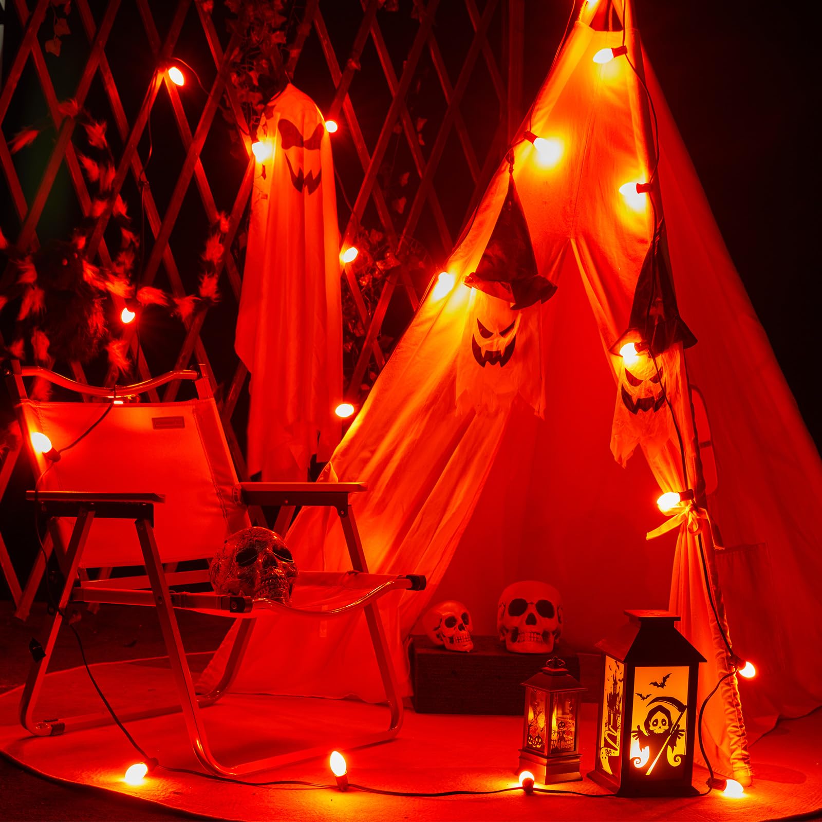 Minetom Halloween C7 Replacement Light Bulbs 25 Pack, C7 Bulbs Clear Incandescent Bulb For Halloween String Light, E12 Candelabr