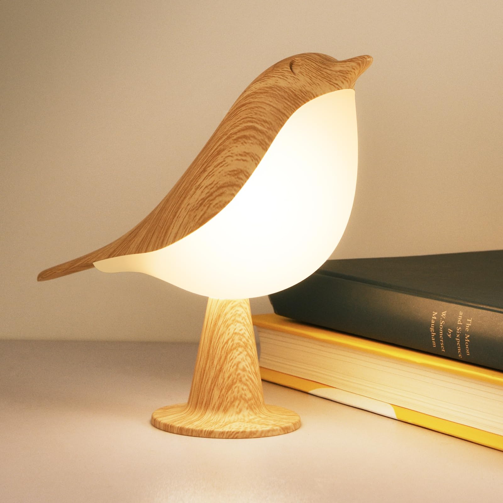 Deogos Small Desk Lamp, Bird Lamp Bedside Lamps with 3 Color Temperature and Touch Sensor,Cordless Lamp Kids Night Light with Re