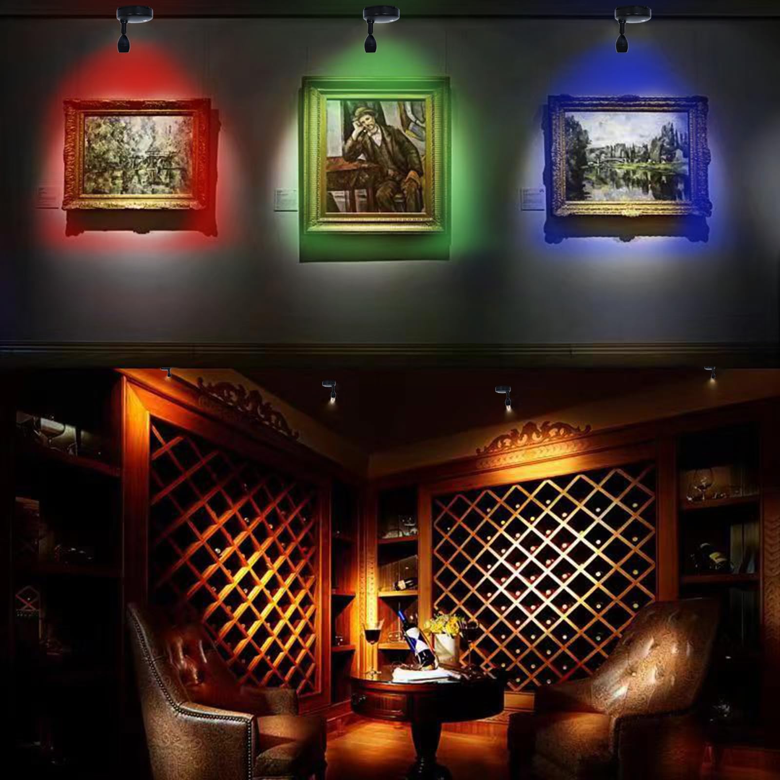 Hamvidne Wireless Led Spotlight, Battery Powered Picture Lights, Uplighting Indoor, Puck Lights With Remote, Color Changing Small Spotlights, Picture Light For Wall Display Dartboard Painting-Rgb
