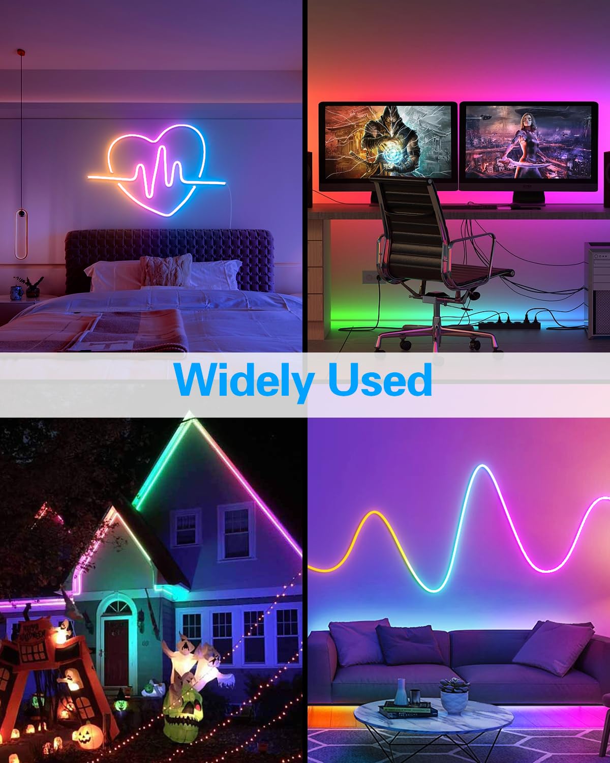 Alitove Ws2811 Neon Led Strip Lights 16.4Ft Ip65 Waterproof Flexible 420Led 12V White Fpcb Room Decor