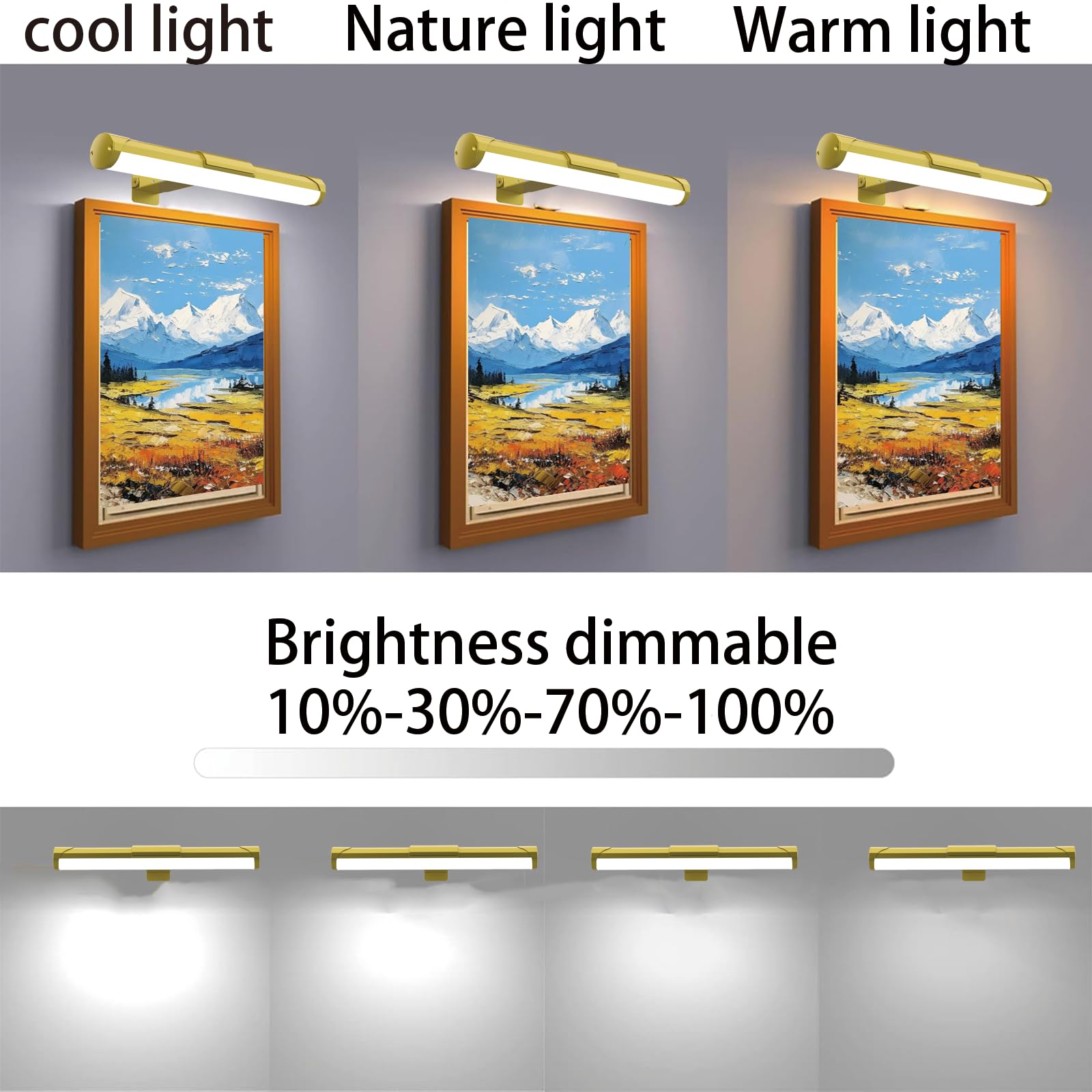 Mioblue Picture Light With Remote And Timer, 13.8In Rechargeable Picture Light With 3 Color Modes, Dimmable Cordless Painting Li