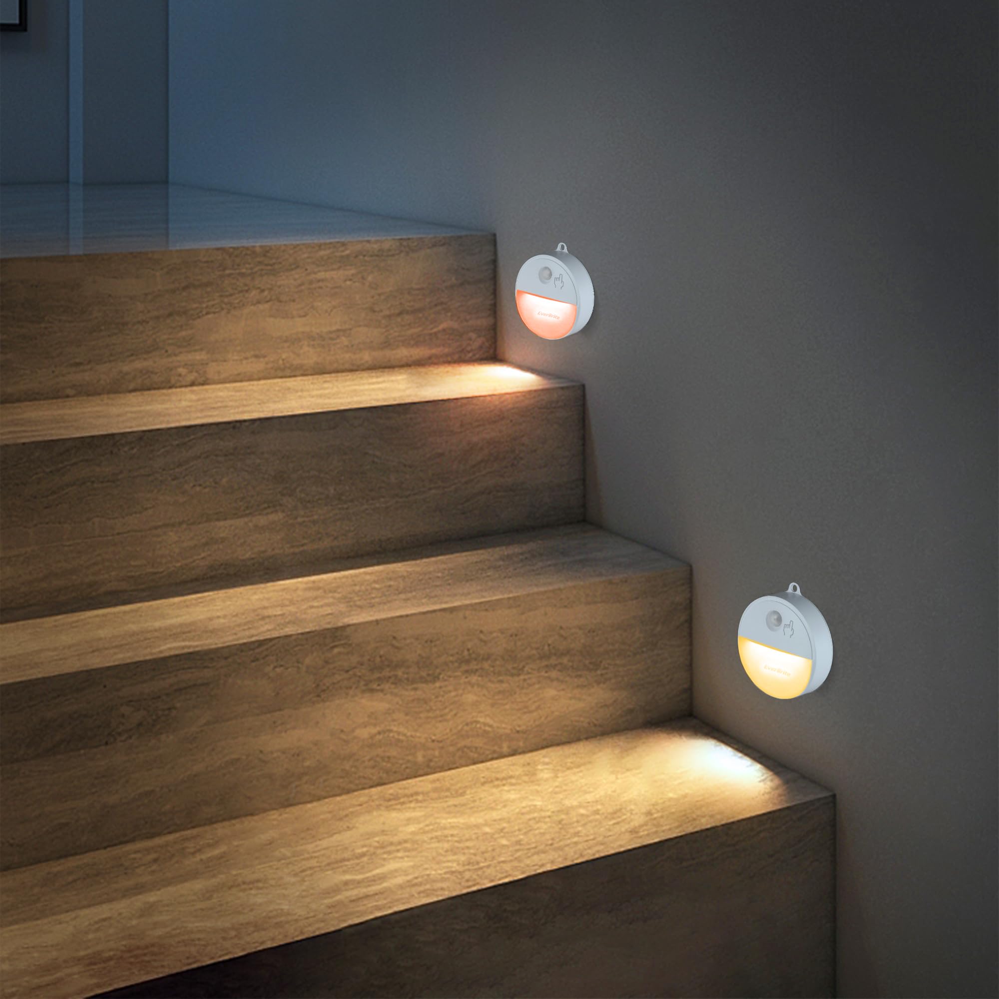 EverBrite LED Motion Sensor Night Light, Dimmable Night Lights with 15 RGB Colors, Cool White Motion Activated LED Night Light f