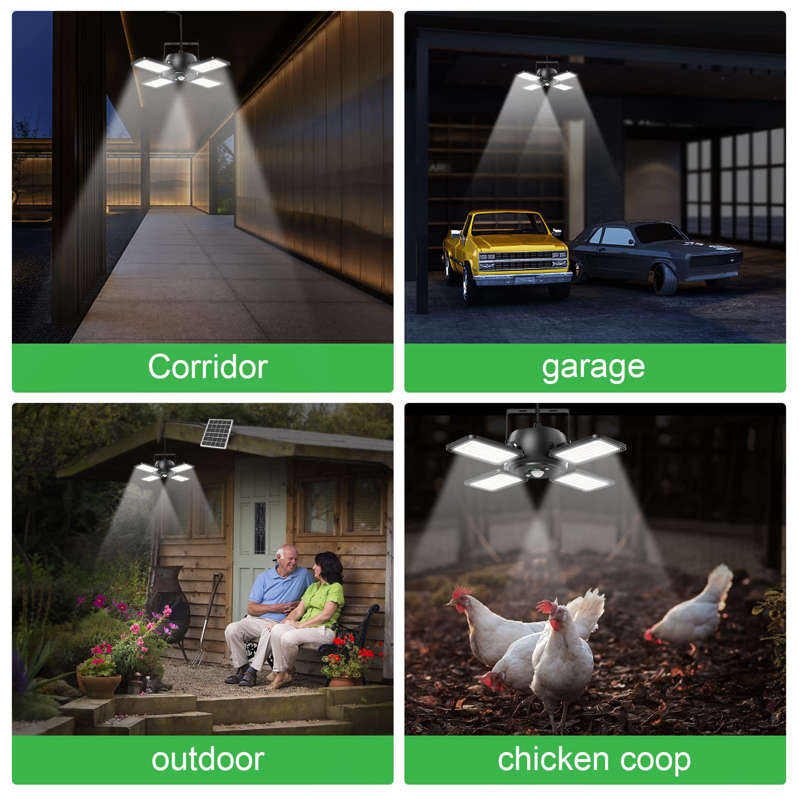 INXPHY Solar Shed Light 1200LM, 144LED, Motion Sensor, 5 Lighting Modes, Remote Control, 120° Adjustable, Black-2, Model A04